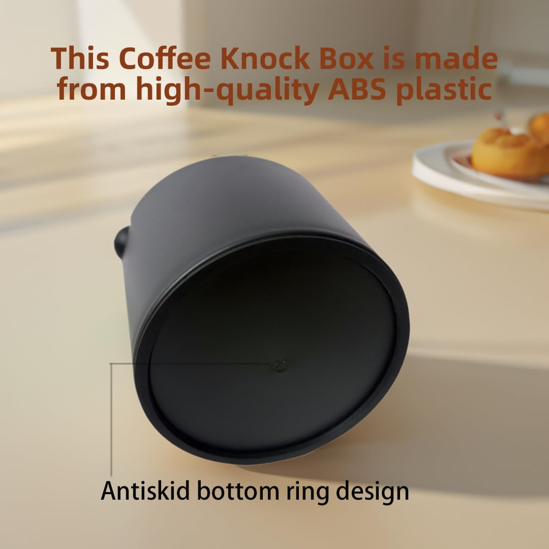 Coffee Grounds Powder Bucket Large Capacity Coffee Knock Box 5Inch Shock-Absorbent Durable Barista Style Espresso Knock Bin Coffee Dump Bin Coffee Grounds Container Knock Box Black image number 1