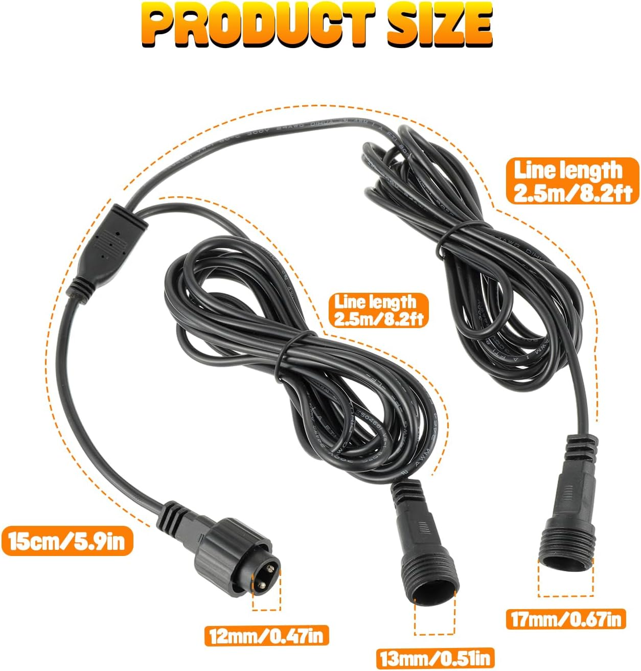 HUAREW 5M Y Extension Cable for Christmas Lights, 2 Pin Extension Cable with Male and Female Connector for Outdoor String Lights G40, Ice Cube Lights, Garden image number 5