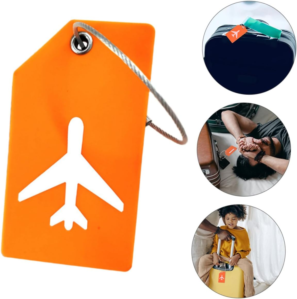 GAXIRE 2Pcs Rubber Luggage Tag Label with Address Card Holder Skid-Resistant Travel Suitcase Tags for Bags Backpacks Briefcases Random Colors Random Color