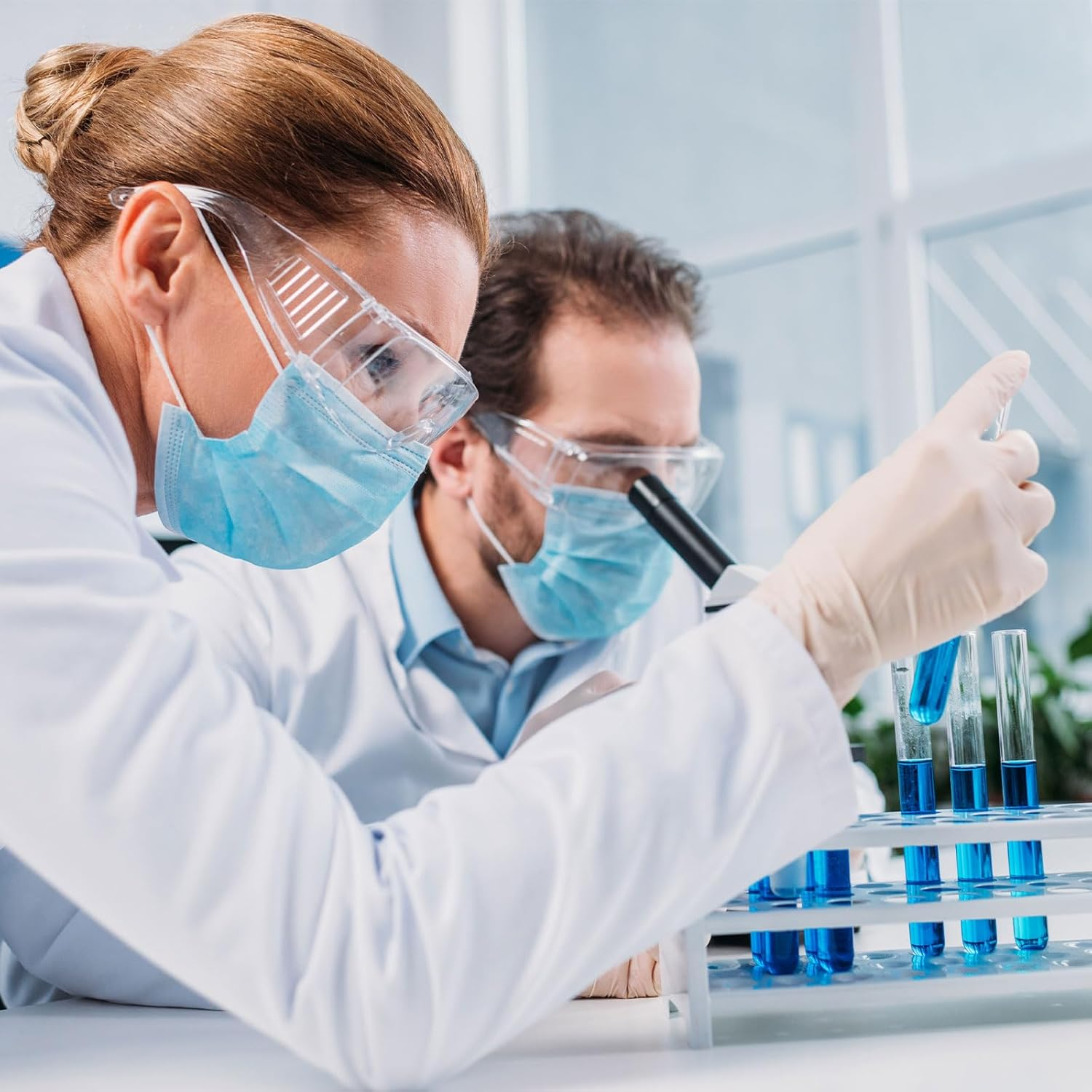 Safety Glasses, Work Safety Glasses, Pack of 2, Transparent Safety Glasses, Anti-Fog & Shatterproof, ANSI Z87.1 & EN 166, Uv-Resistant, Scratch-Resistant for Glasses Wearers, Laboratory, Chemistry image number 2