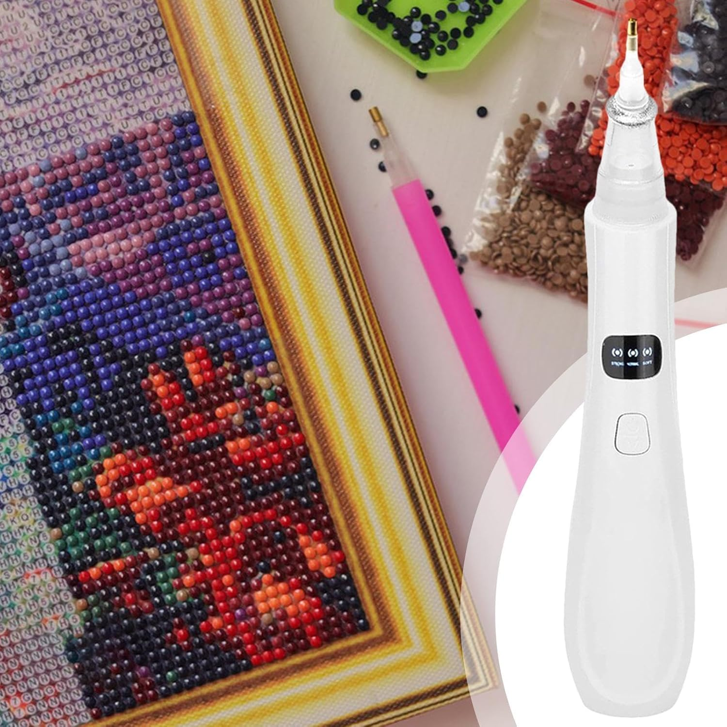 Rhinestone Pen | Gem Jewely Pickup Tool | Electric Applicator Picker 3 Adjustable Suction Mode Replacement Tip for Craft Decoration Manicure Creation image number 5