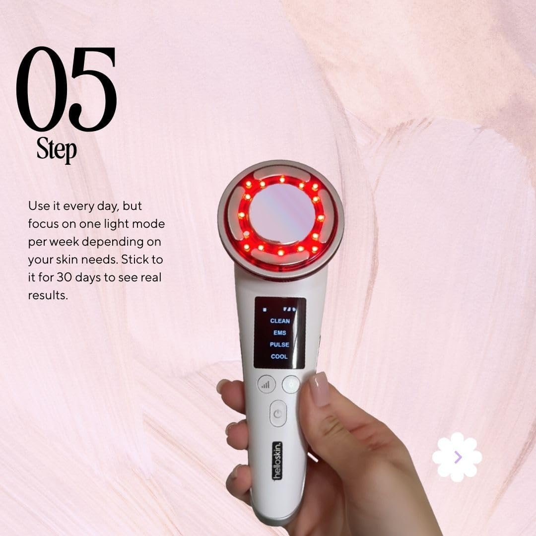 Helloskin Hot/Cold Face Massager & LED Light Therapy Handset V3.0 | Anti-Aging, Acne Treatment, Deep Cleansing, Redness Reduction, EMS Facial Toning, Skin Firming & Tightening (Skin Care Tool) image number 6
