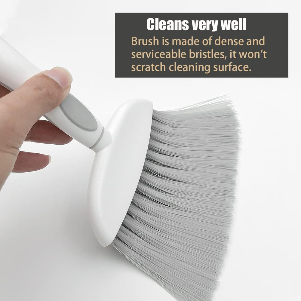 Mini Broom and Dustpan Set for Desk, Home, Kitchen Necessities - Small Brush Set with Whisk Broom (Gray) image number 5