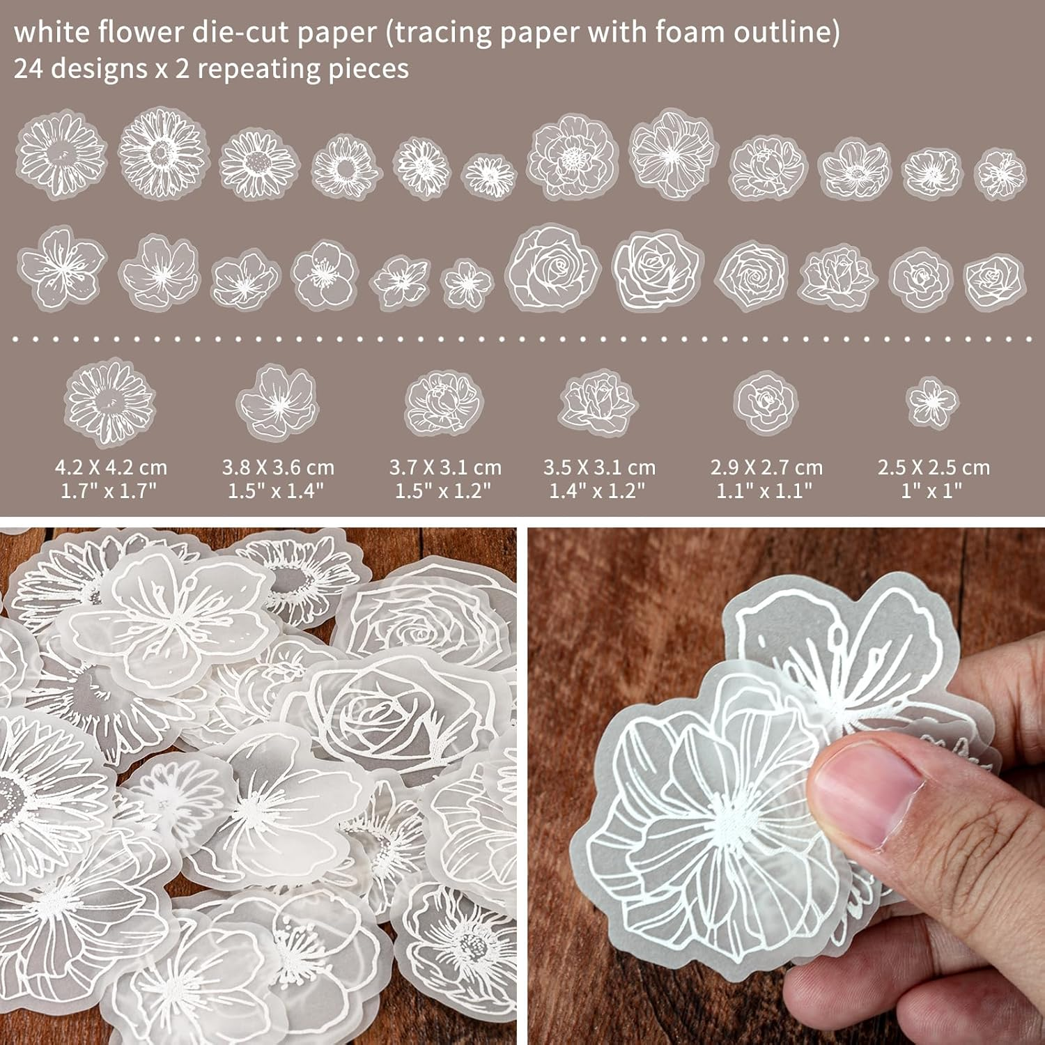 Vintage White Flower Decorative Paper Scrapbooking Paper Pack Aesthetic Paper with Lace Ribbon Embroidered Applique of Butterfly Flower Leaf for Junk Journal Diary Planner Art Supplies Kit (Purity) image number 2