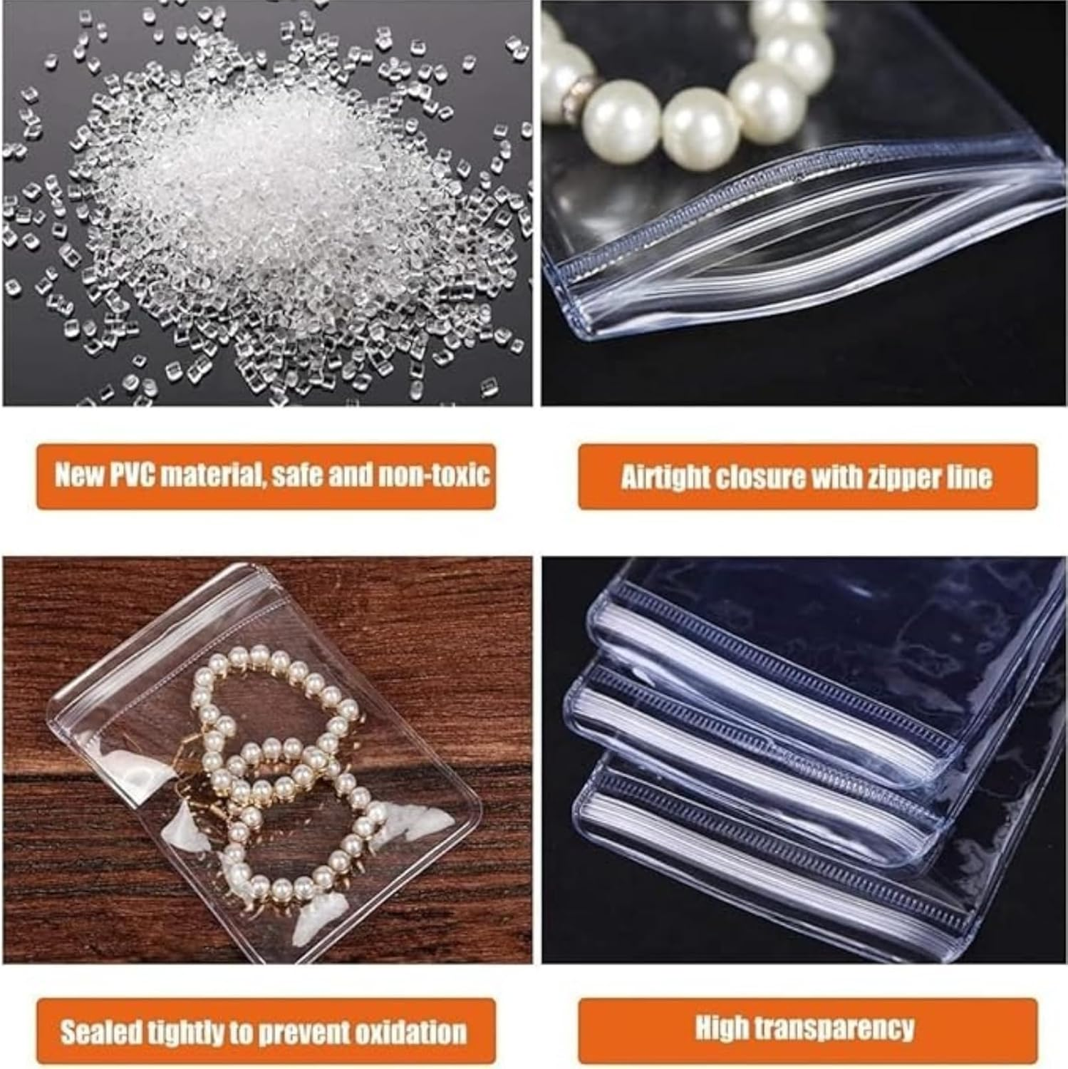 Kalione Clear PVC Storage Bags, 10 or 14 Pack, Airtight Pouches, Moisture-Proof for Medicine, Small Crafts Organization,Jewelry,Earring Ring,Necklace Organizer (10 PCS, 8Cm X 12Cm) image number 5