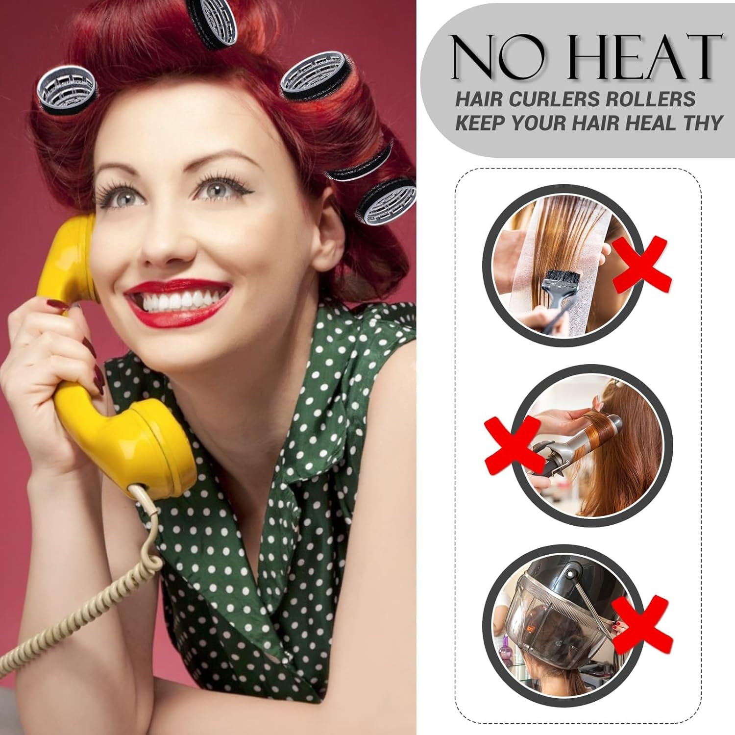 Hair Curlers Rollers, 12Pcs Hair Rollers Hair Curlers Self Grip Holding Rollers with 12 Pcs Hair Clips for Long Medium Short Thick Fine Thin Hair Bangs Volume - Black image number 3