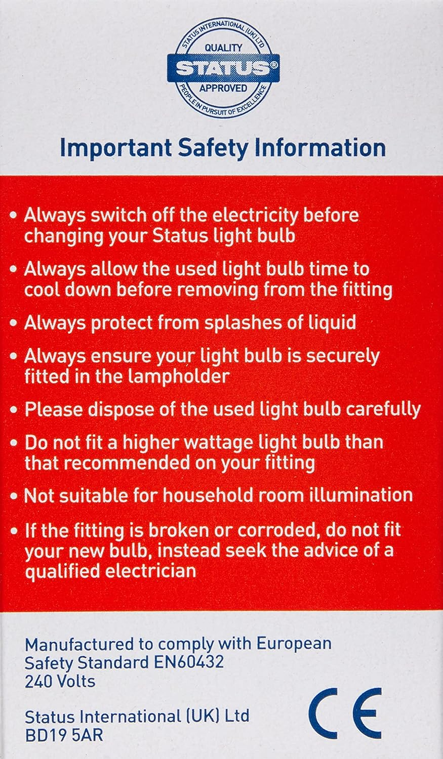 Status Incandescent GLS Fireglow Light Bulb | 60 Watt Large Bayonet Cap | Pack of 10 | Red | 60SGBCFG10 image number 2