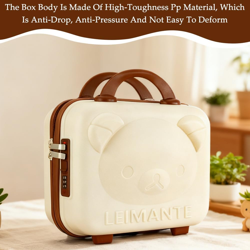 Hard Shell Makeup Case Organizer, Portable Mini Suitcase with Combination Locks and Elastic Band, Small Travel Hand Luggage Cosmetic Case for Women Girl image number 4