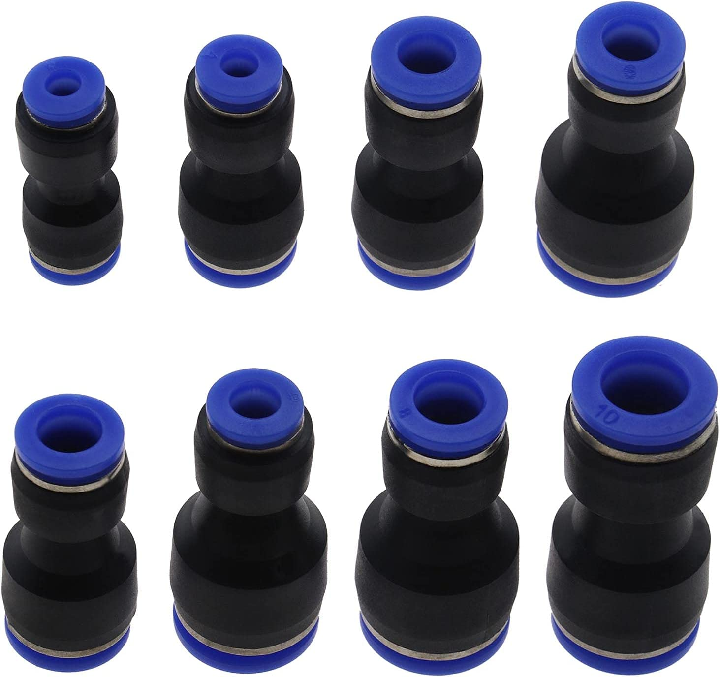 Emsea 24Pcs Pneumatic Push to Connect Fittings Pipe Joint Kit Reducer Adapter image number 3