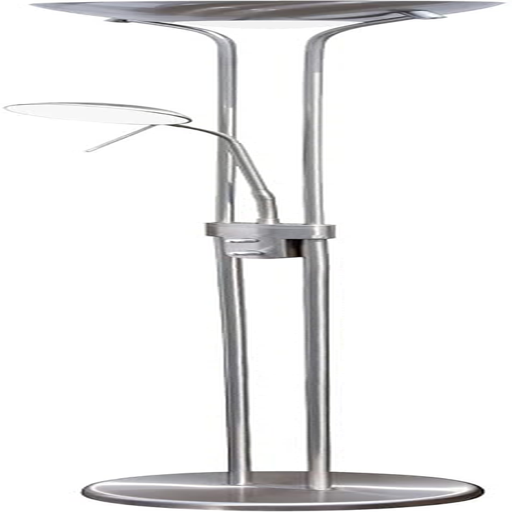 Lightsup Online Buckley Dimmable LED Mother & Child Floor Lamp, Adjustable Gooseneck Ambient Light with Twin Dimmer Switch, Satin Chrome &Opal Glass LED, Standing Lamp for Living Room, Bedroom