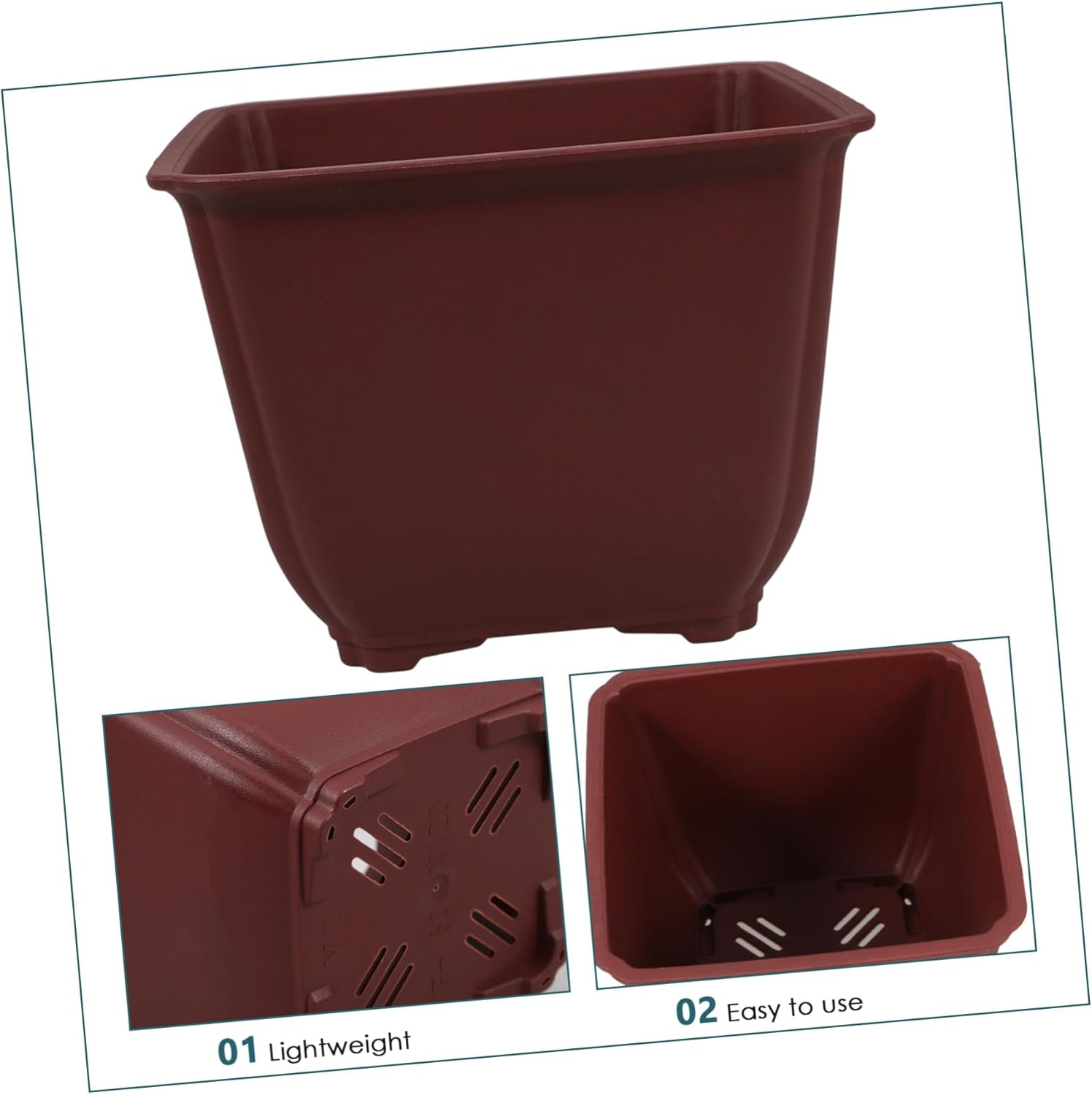 BUTIFULSIC 5Pcs Square Flower Pots Drainage for and Plants for Indoor and Outdoor Gardening image number 1