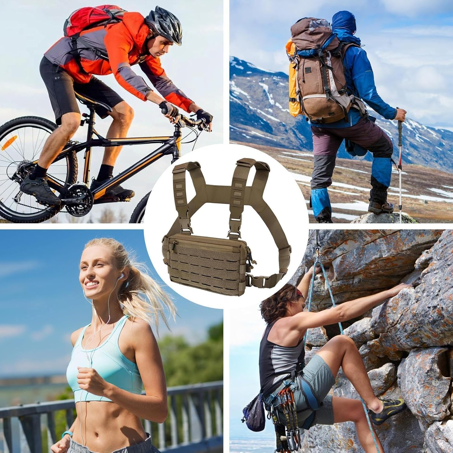 Chest Pocket for Men, Hiking Chest Pocket, Quick Release Adjustable Straps, Anti-Theft for Motorcycle, Outdoor, Fitness, Fishing image number 2