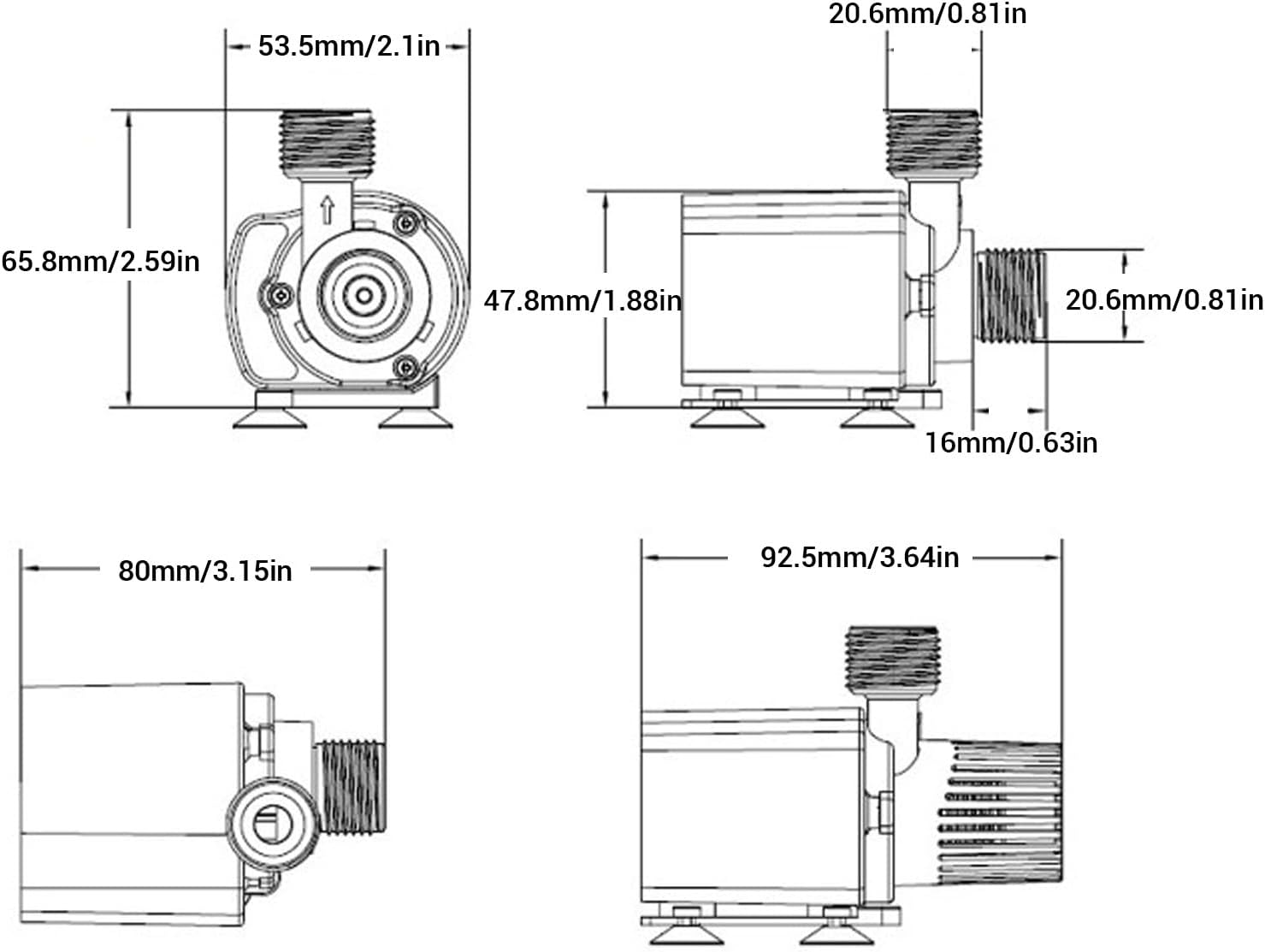 A Q U a S T R E a M, Submersible Water Pump, DC 5V 4W Ultra Quiet USB Pump with 500L/H Flow Rate, 180Cm Lift, for Aquariums, Fountains and Hydroponic Systems image number 6