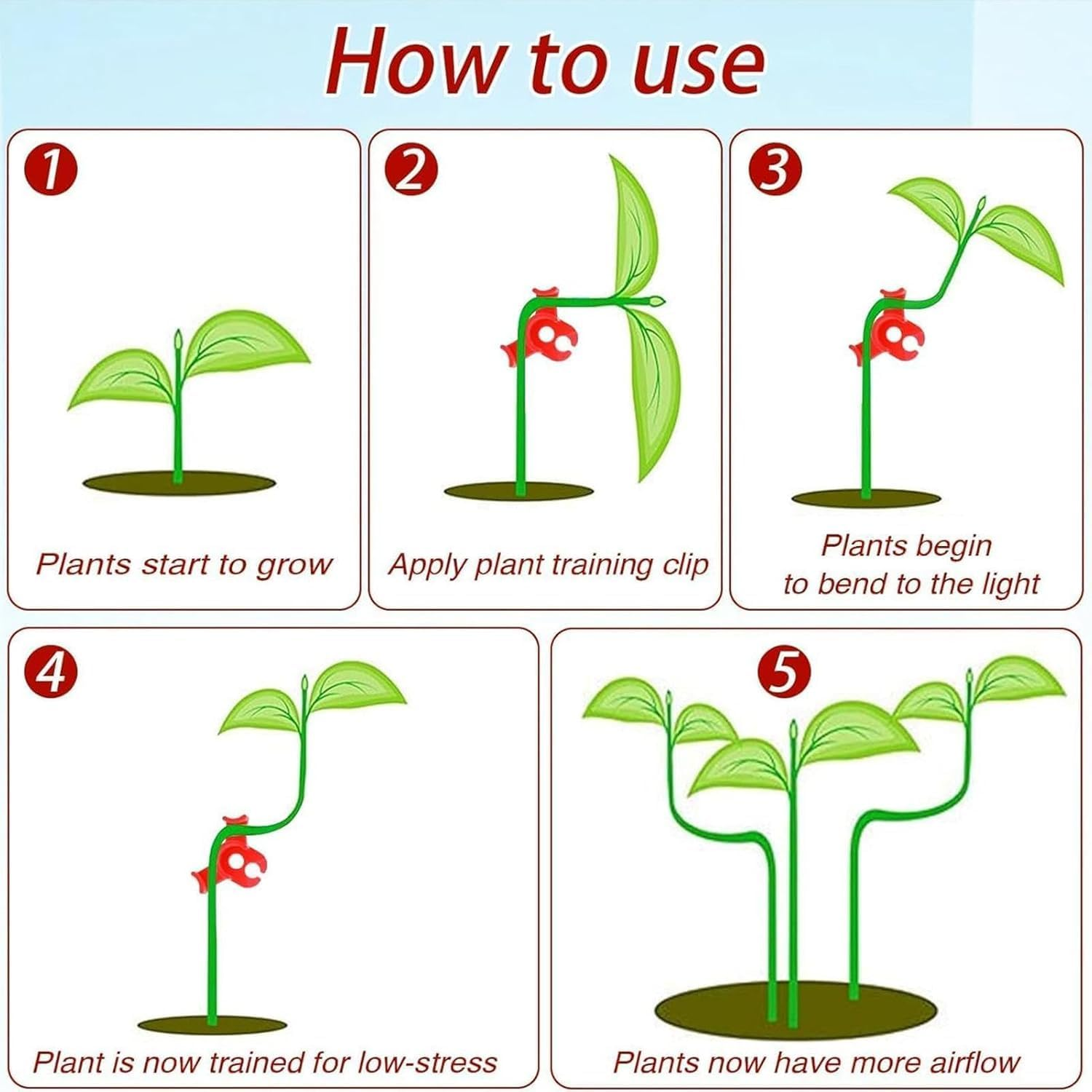 60Pcs Plant Training Clips,Wady Low-Stress Plant Benders for Gentle Training, Soft Bendable Clips for Healthy Growth, Gardening Training Tools for Indoor/Outdoor Plants (Mixed)