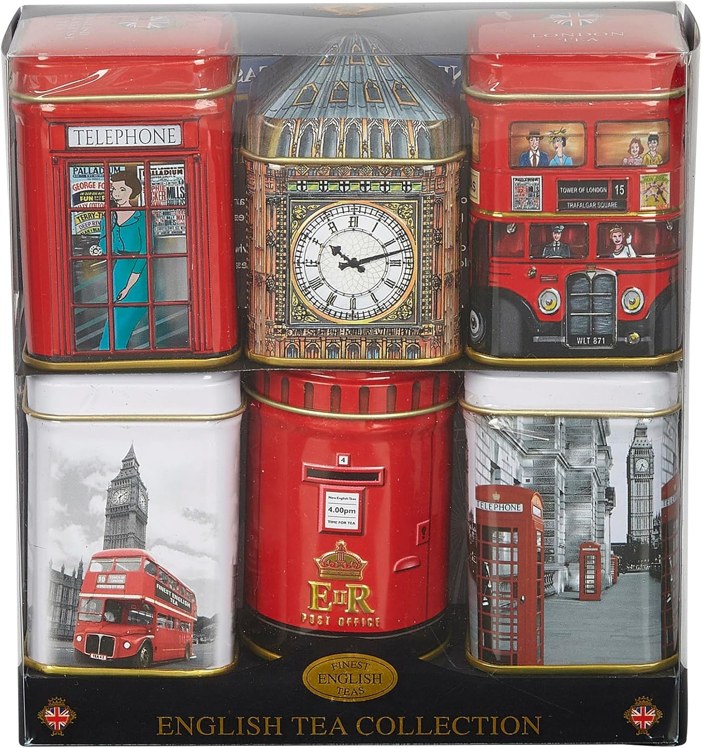 Iconic London Sights 6X Tea Tins with Fine English Breakfast Loose Leaf Tea, British Souvenir, Big Ben, UK Foods image number 3