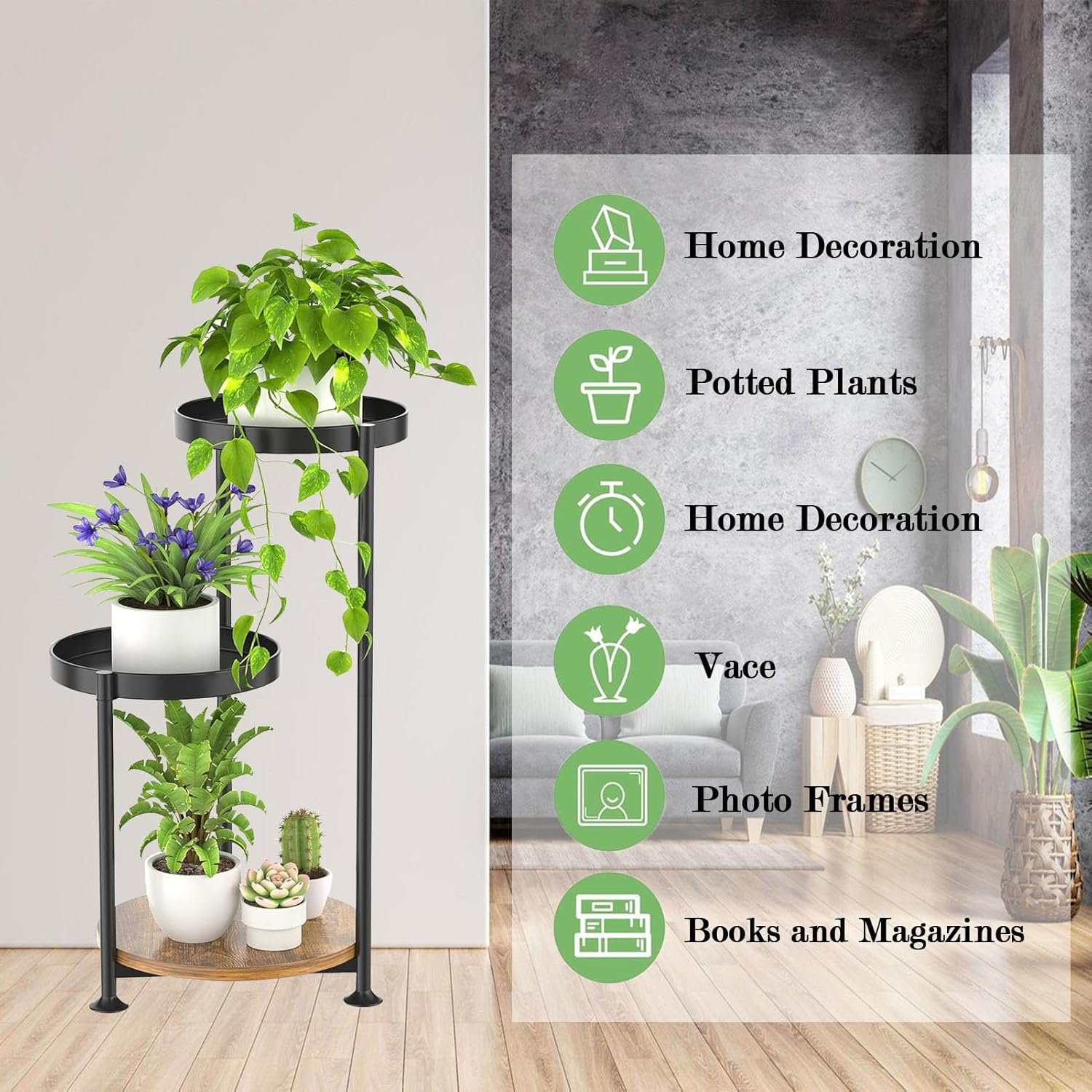 Plant Stand Indoor,3 Tier Plant Stand,Plant Shelf with Repotting Mat and Small Garden Tool,Metal Plant Stand for Outdoor Patio Living Room Bedroom Balcony Garden image number 5
