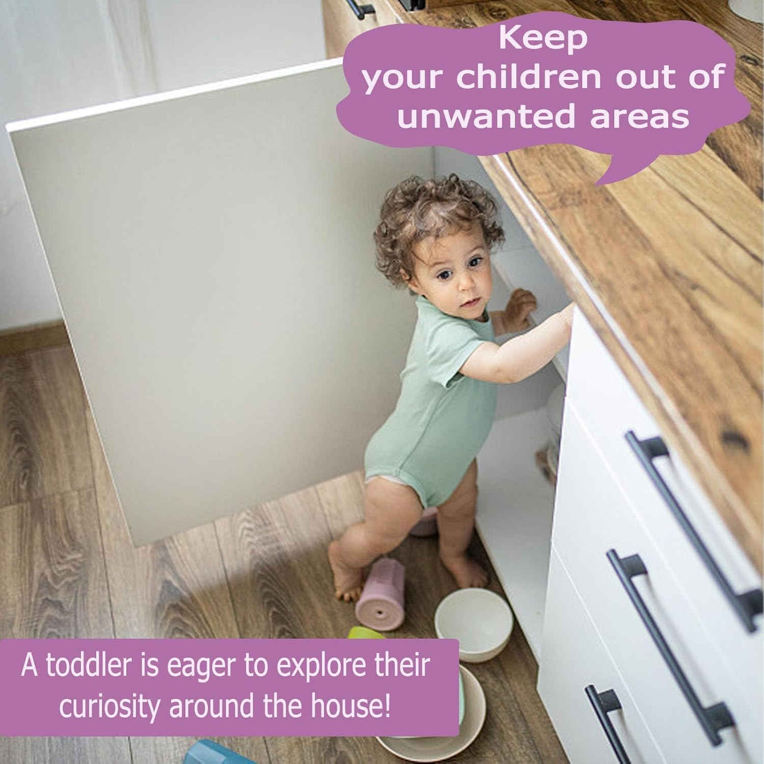 Child Proof Door Lock with Adjustable Strap, 3M Adhesive Safety Locks for Baby & Pets, No Tools Needed 2 Pack image number 1