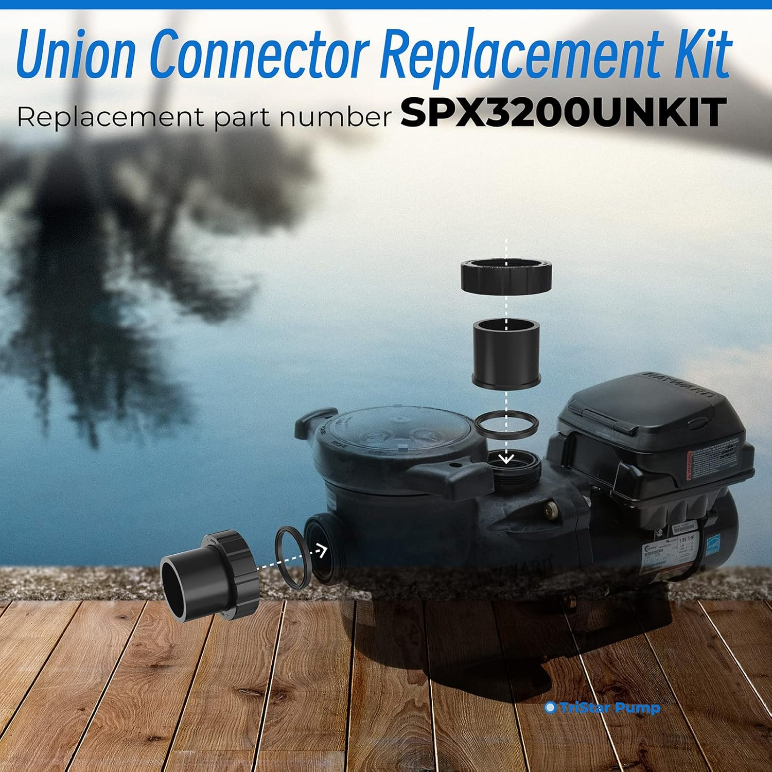 SPX3200UNKIT Pump Union Connection Kit Compatible with Hayward Tristar, Northstar, Ecostar Pumps, Swimclear Cartridge Filter & Universal H-Series Low Nox Heater (2 Pack) image number 6