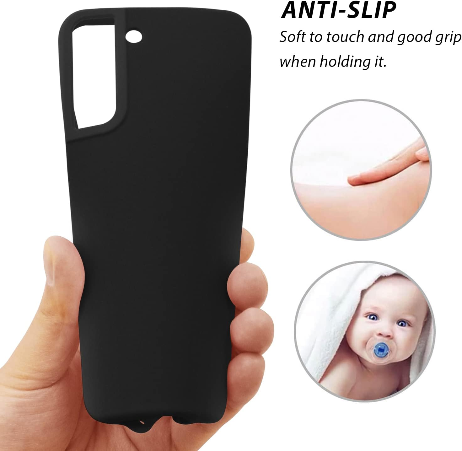 ZUSLAB Galaxy S22 plus Case 5G Nano Silicone Shockproof Gel Rubber Bumper Protective Cover - Black - Hot Pink image number 5