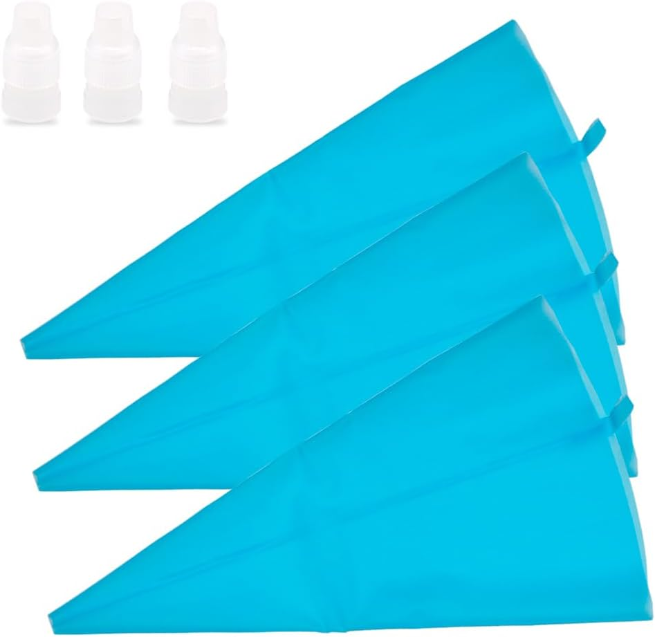 18 Inch Reusable Icing Bags 3-Pack Silicone Piping Bags, Large Pastry Bags Cake Decorating Icing Piping Bags, Baking Dessert Piping Bag with 3 Icing Couplers for Standard Tips, Blue image number 2
