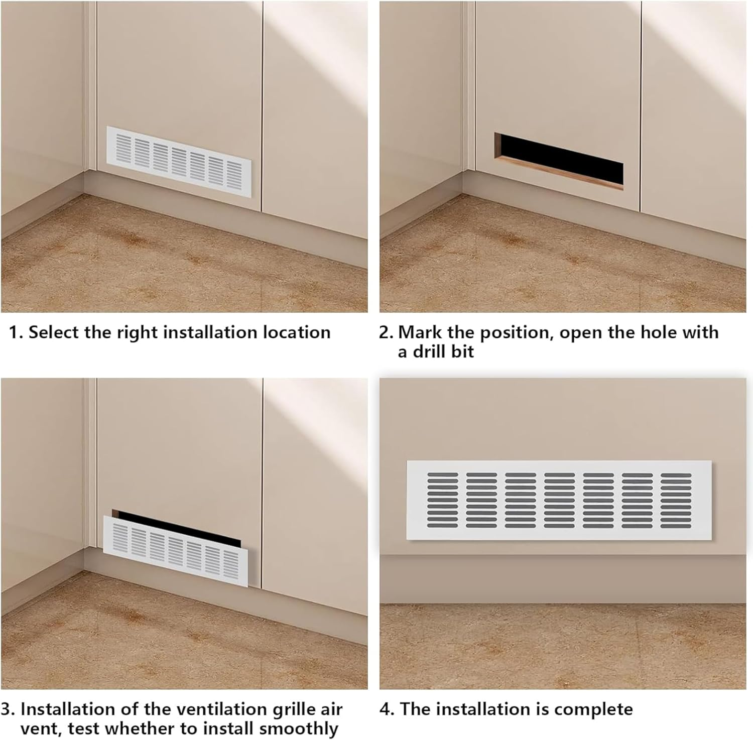 2Pcs Cabinet Furniture Vent Covers,Louvered Ventilation Cover,Aluminium Alloy Ventilation Grille,Rectangle Air Vent for Kitchen Sink Wardrobe Shoes Cabinet 250X 60Mm (L X W) (Silver)