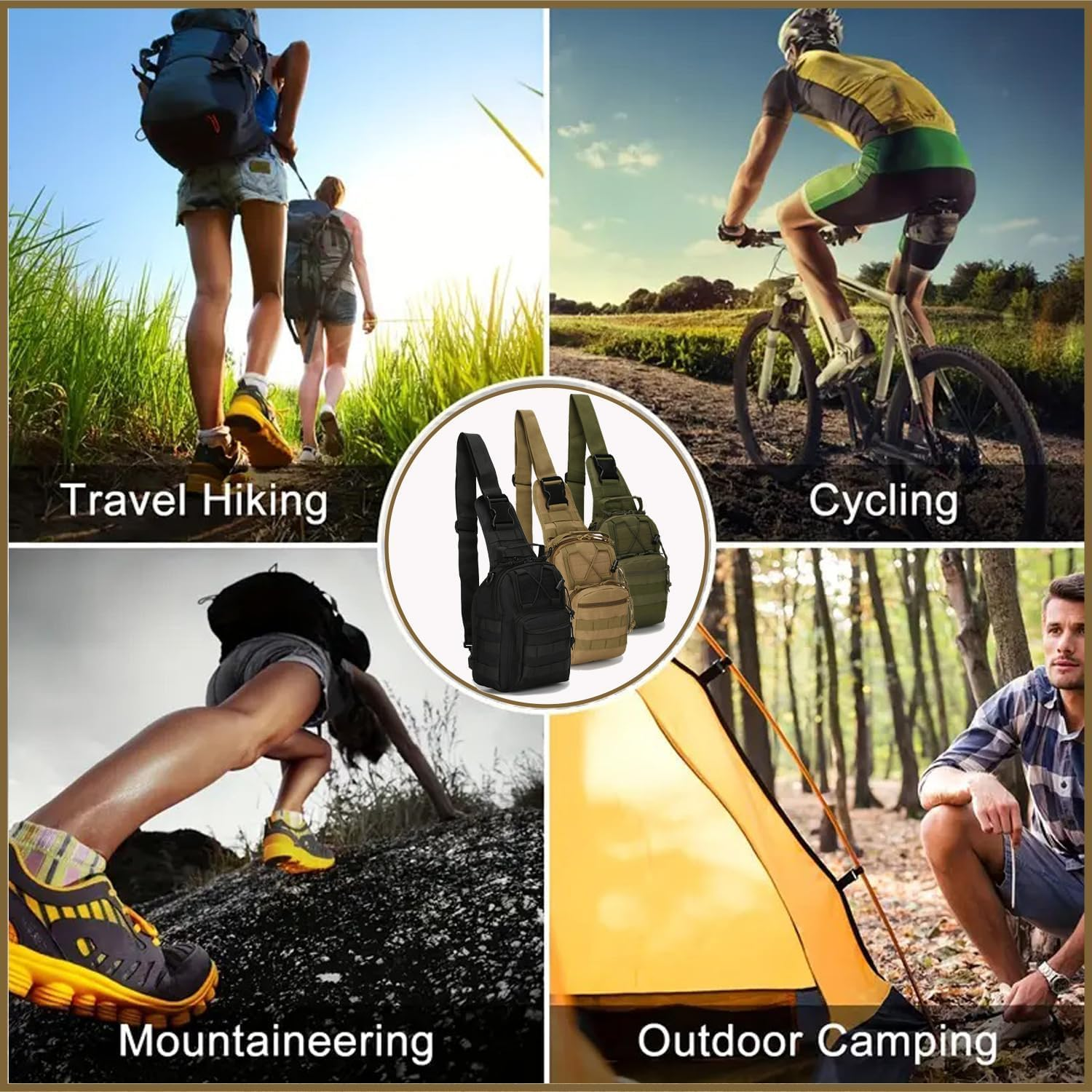 Outdoor Tactical Bag Backpack-Concealed Carry Tactical Shoulder Sling Bag,Tactical Shoulder Bag for Men,Small Tactical Bag for Range,Travel,Hiking,Run image number 1