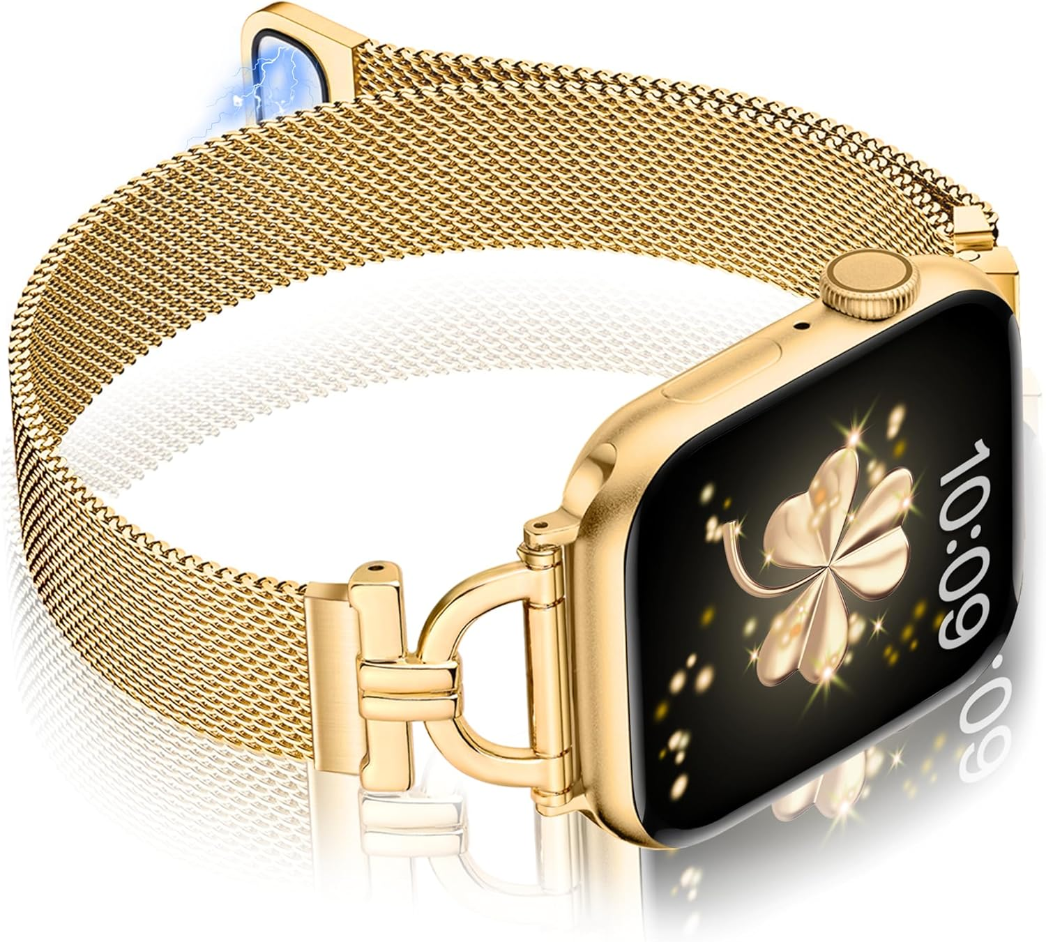 Vamyzji Compatible with Apple Watch Band 49Mm 46Mm 45Mm 44Mm 42Mm (Series 3 2 1), Silm Fashion Bling Magnetic Milanese for Apple Watch Series 11 10 9 8 7 6 5 4 3 2 1 SE, Metal Iwatch Strap for Women