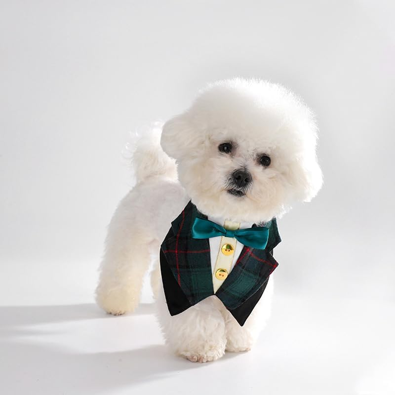 Dog Tuxedo Formal Cat Wedding Bandana Dog Collar with Bow Tie Cat Birthday Costume Valentines Outfit Pet (Black, L) image number 3