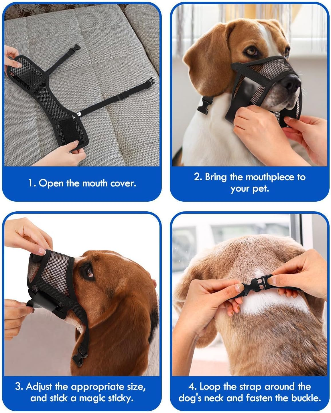 Dog Muzzle for Dogs &ndash; Soft Air Mesh Muzzle for Large Sized Dog | Breathable Dog Mouth Guard| Large Dog Muzzle to Prevent Biting Chewing Grooming | No Bark Muzzle (Black, L) image number 5