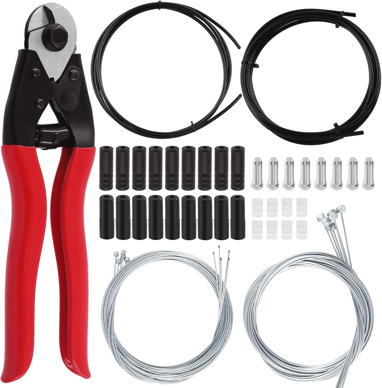 Keadic 83Pcs Universal Bike Cable Housing Set Includes Stainless Steel Bicycle Brake Shifter Cable, O-Rings, Cable End Caps, Cable Cutter and Black Cable Housing for Road Mountain Bicycle Cycling image number 4