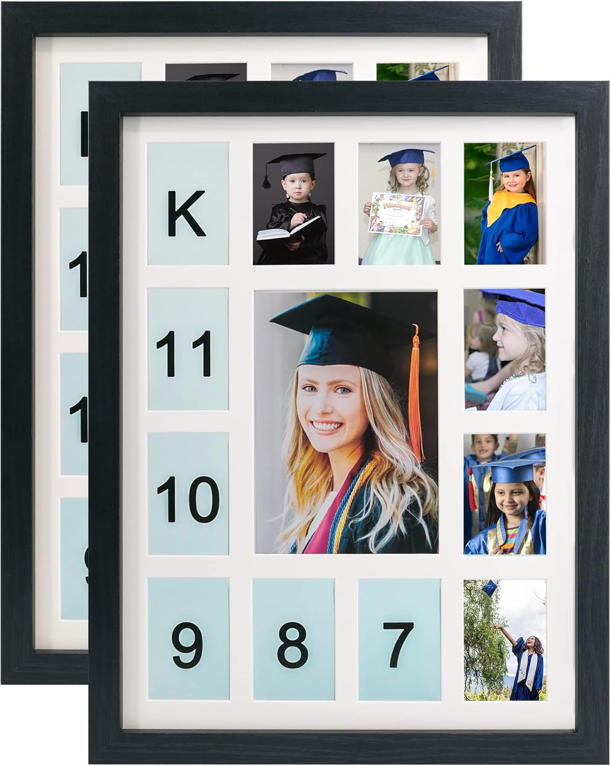 Gmframes Baby First Years Photo Frames 12 Month Picture Frame 12 * 16 for Holds (1) 5X7 & (12) 2X3 Wallet Size Photos White