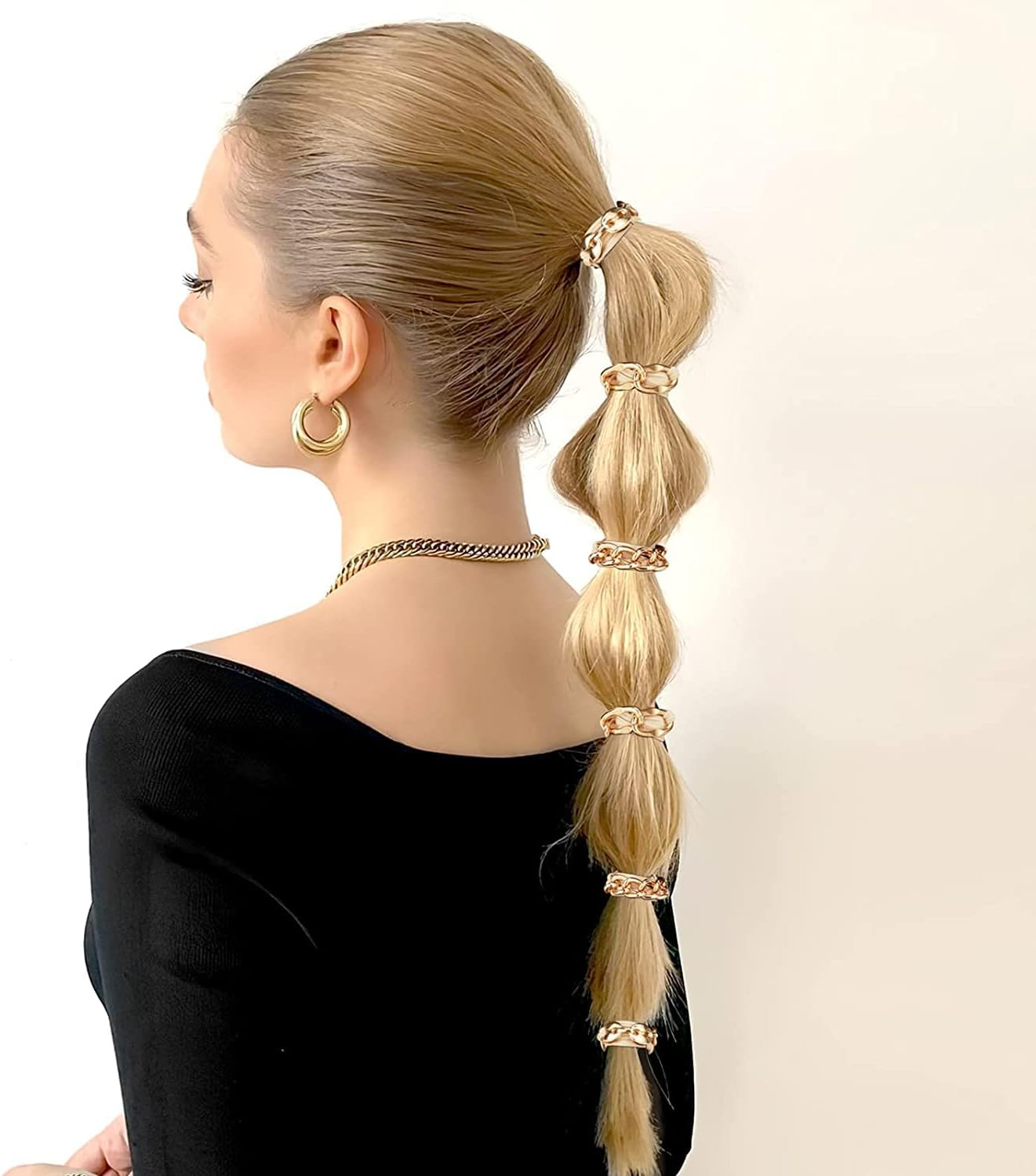 WUBAYI 3Pcs Bracelet Hair Ties for Women-Bracelet Hair Bands with Beige Elastic-Bracelet Hair Elastic Ties-Ponytail Hair Accessory. Looks Cute on Your Wrist, Perfect for Women and Girls (Gold) image number 1