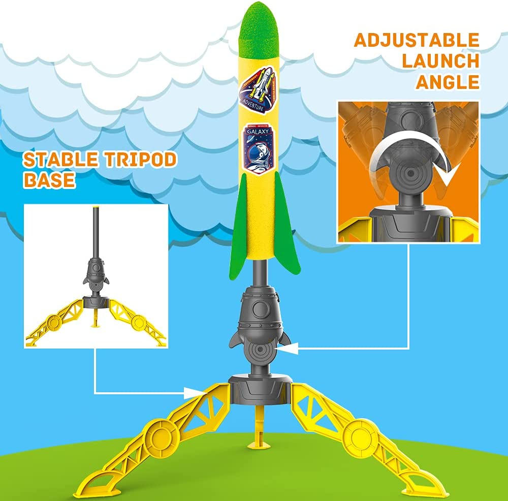 YEEBAY Rocket Air Launch Toy for Kids Age of 3, 4, 5, 6, 7, 8+ Years Old Boy/Girl, 2 Pack Stomp Launchers & 8 Colorful Foam Rockets, Fun Outdoor Game, Ideal Kids' Christmas/Birthday image number 2
