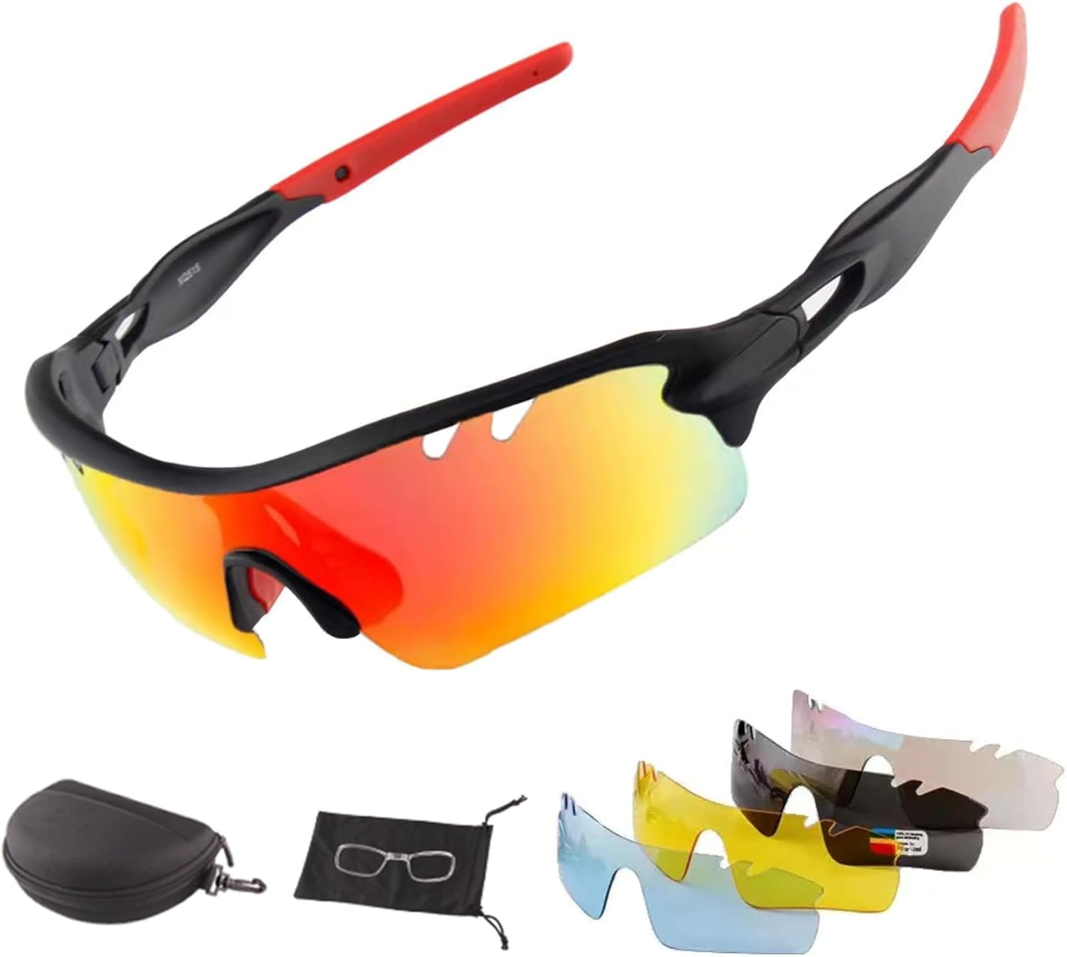 AVOWB.T.Q Polarized Cycling Sunglasses Men Women Sport Glasses with 5 Interchangeable Lenses Cycling Glasses for Bycling Running Hiking Baseball Running Glasses Casual Sports and Activities image number 4