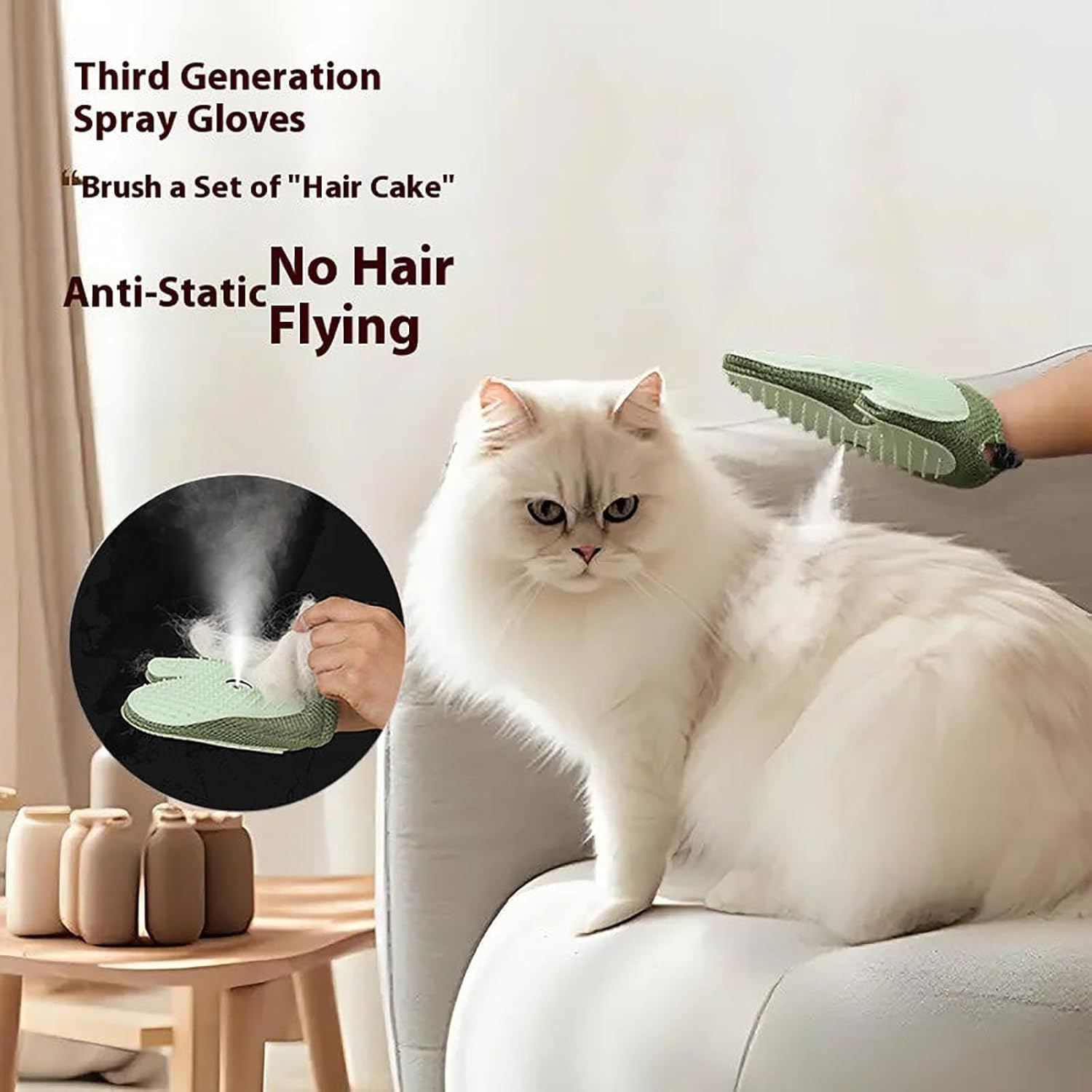 All-In-Ones Grooming Mist Glove for Pets, Celerys Pet Spray Cat Petting Gloves, 2 in 1 Grooming and Cleaning Mitt, Electrostatic Glove Pet Hair Remover, Built-In Nano Spray image number 2