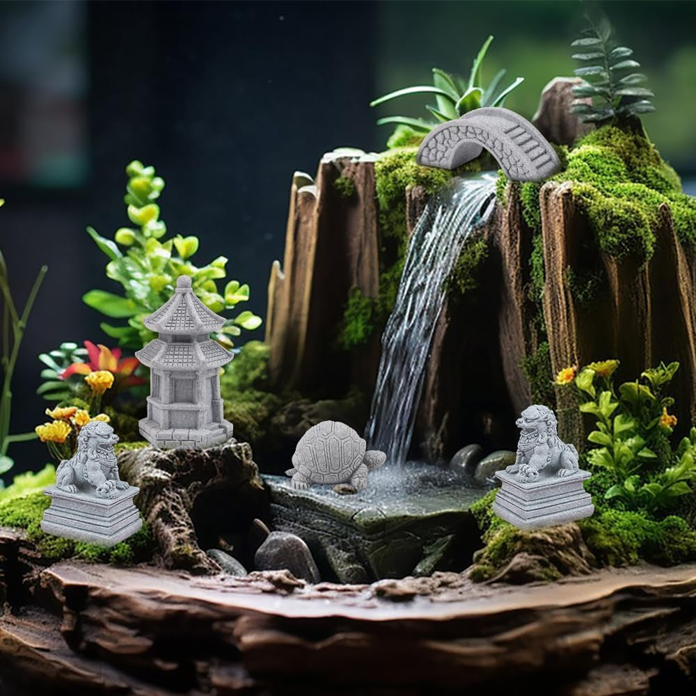 ZORZA 1Set Mini Chinese-Style Sandstone Figurines Enchanting Garden Bridge for Fairy Gardens Mini Zen Garden Decor Miniature Garden Accessories for Bonsai Terrariums Fish Tanks Decorations