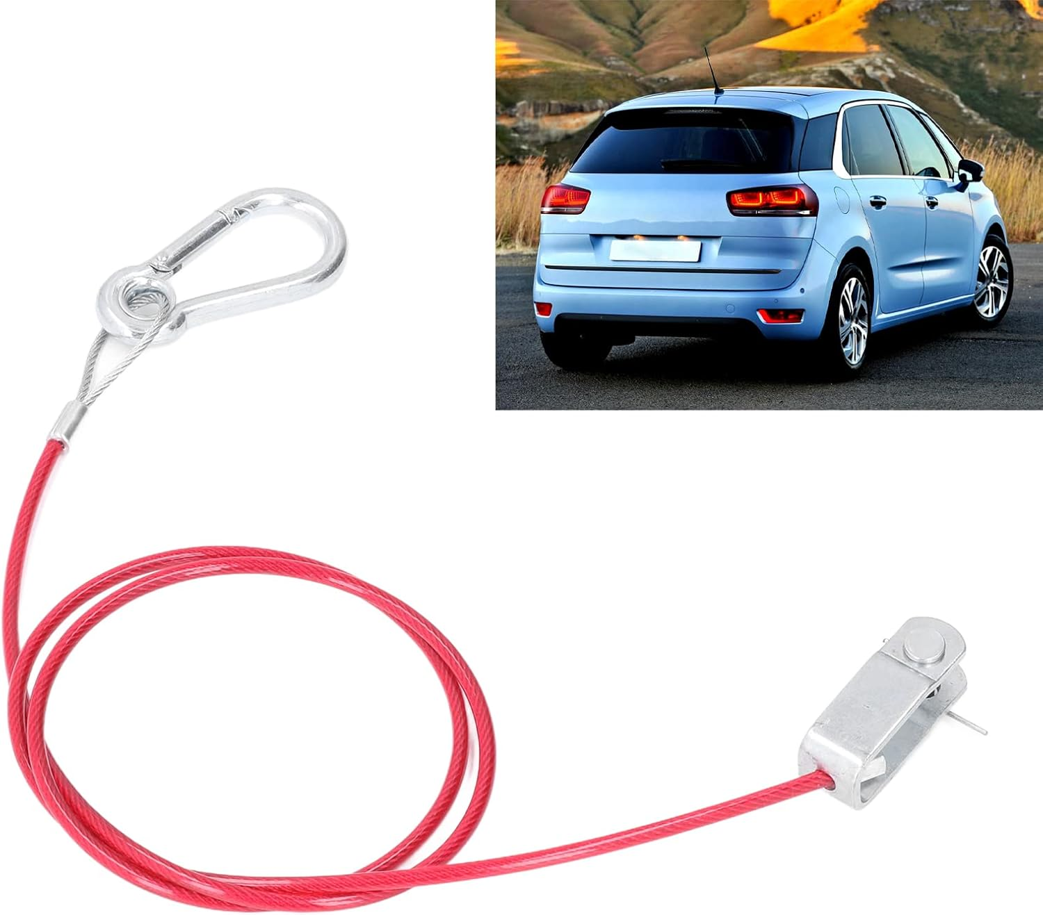 3.3Ft Safety Breakaway Cable anti Drop Stainless Steel Trailer Breakaway Rope with Carabiner and Ring Universal ABS/PVC Coated Emergency Brake Cable for Cars & Trailers (Red, 1M/3.3Ft) image number 2