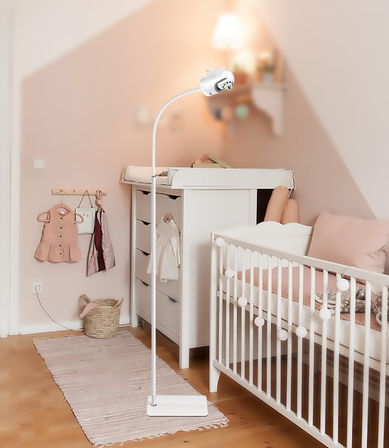 Baby Monitor Floor Stand Holder Compatible with Infant Optics DXR 8 & DXR-8 Pro,Nanit Pro & Flex Stand,Eufy E110,Hellobaby,Owlet and Any Cameras with 1/4 Screw Mount,Adjustable Height,More Safety image number 6