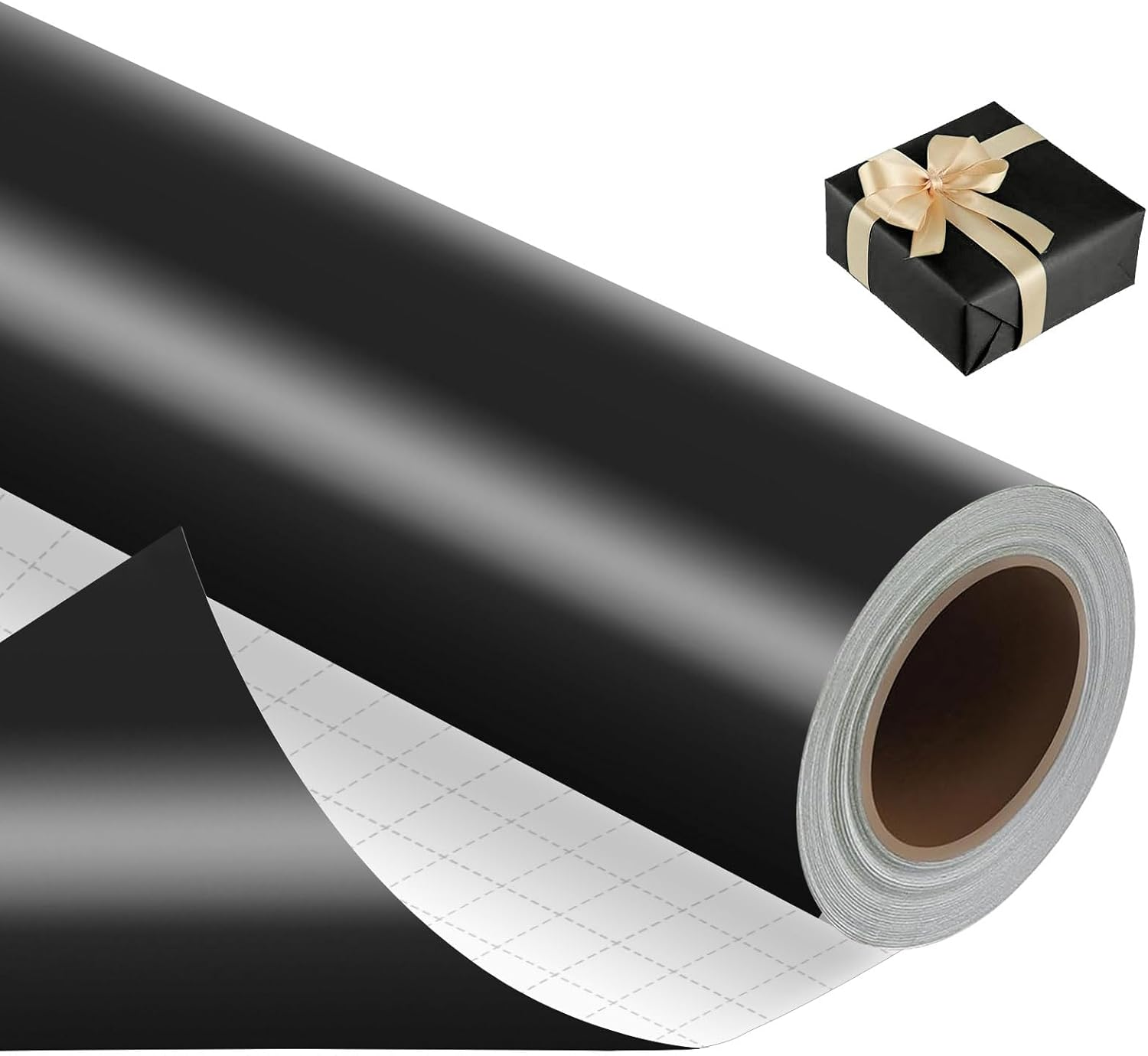 Matte Black Gift Wrapping Paper Roll, Solid Colour for Bouquet Wrapping, Wine Bottle Packaging, Graduation, Father&rsquo;S Day, Gift Boxes, Party Decoration, Men Wrapping Paper, 43Cm X 10M, Matte Black