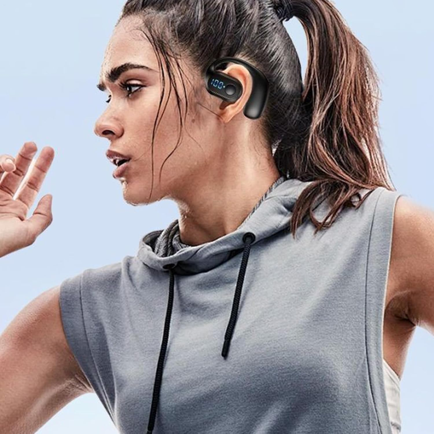 Headset - Single Wireless Headset | BT V5.3 Handsfree Earpiece | Waterproof, Earpiece with Noise Cancellation Suitable for Business, Sport Running Workout