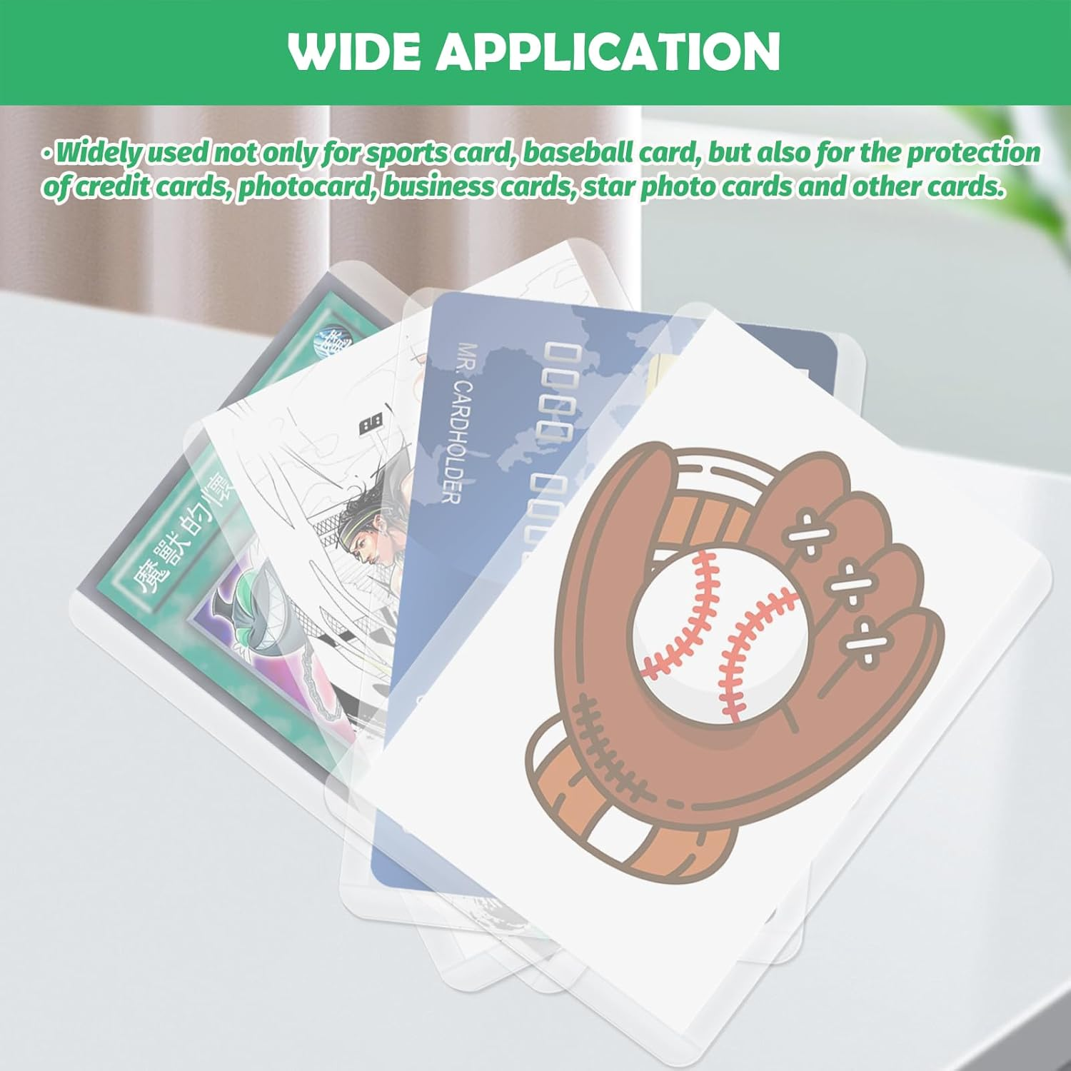 Yauhar 100Pcs 3"X4" PVC Trading Card Holder, Hard Plastic Protective Sleeves, Standard Size Clear Toploader for Sports Cards image number 2