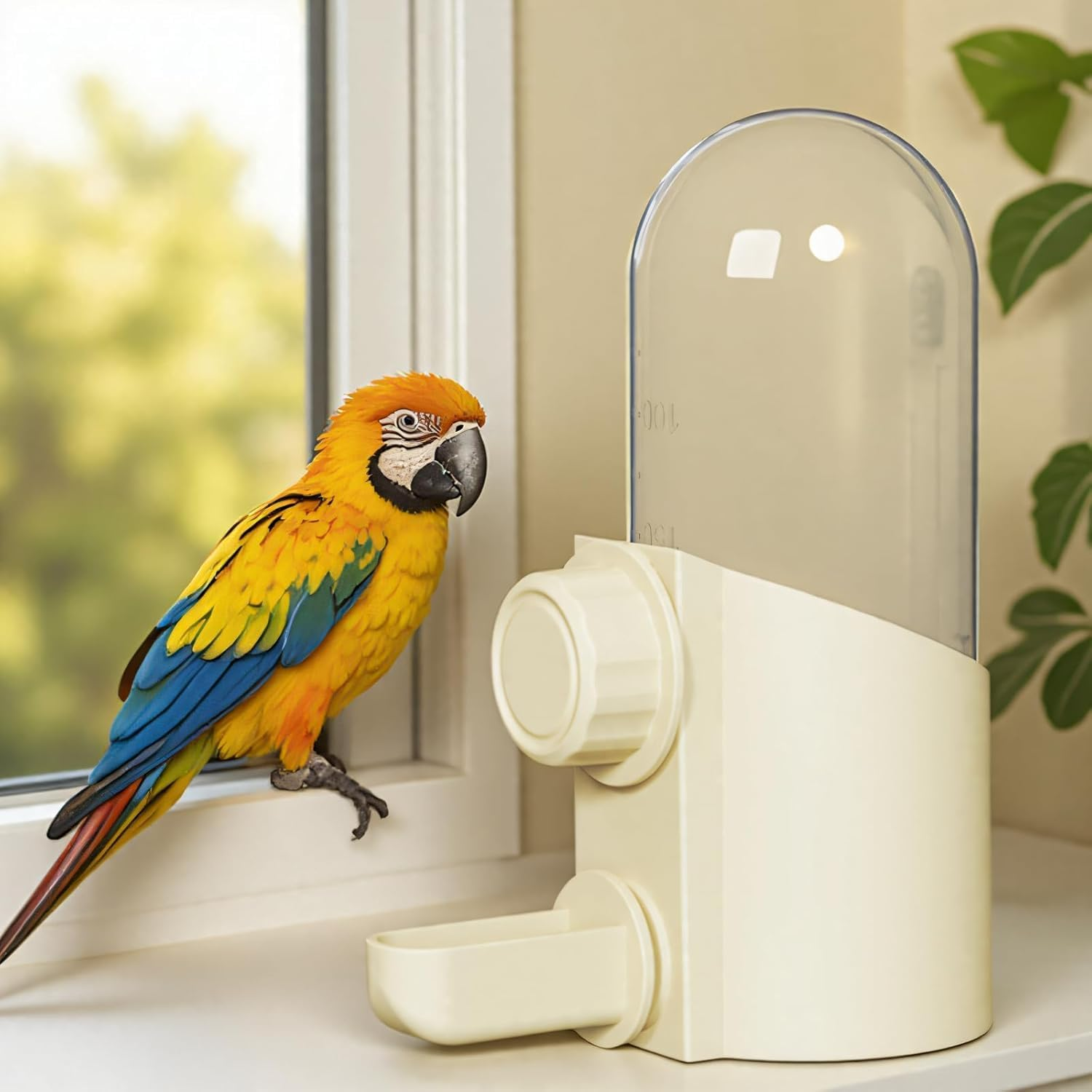 Automatic Hanging Bird Water Bottle,No Drip Cage Mounted Waters Feeder for Parakeets, Cockatiels, Budgies, Lovebirds, Finches, Canaries, Parrots image number 2