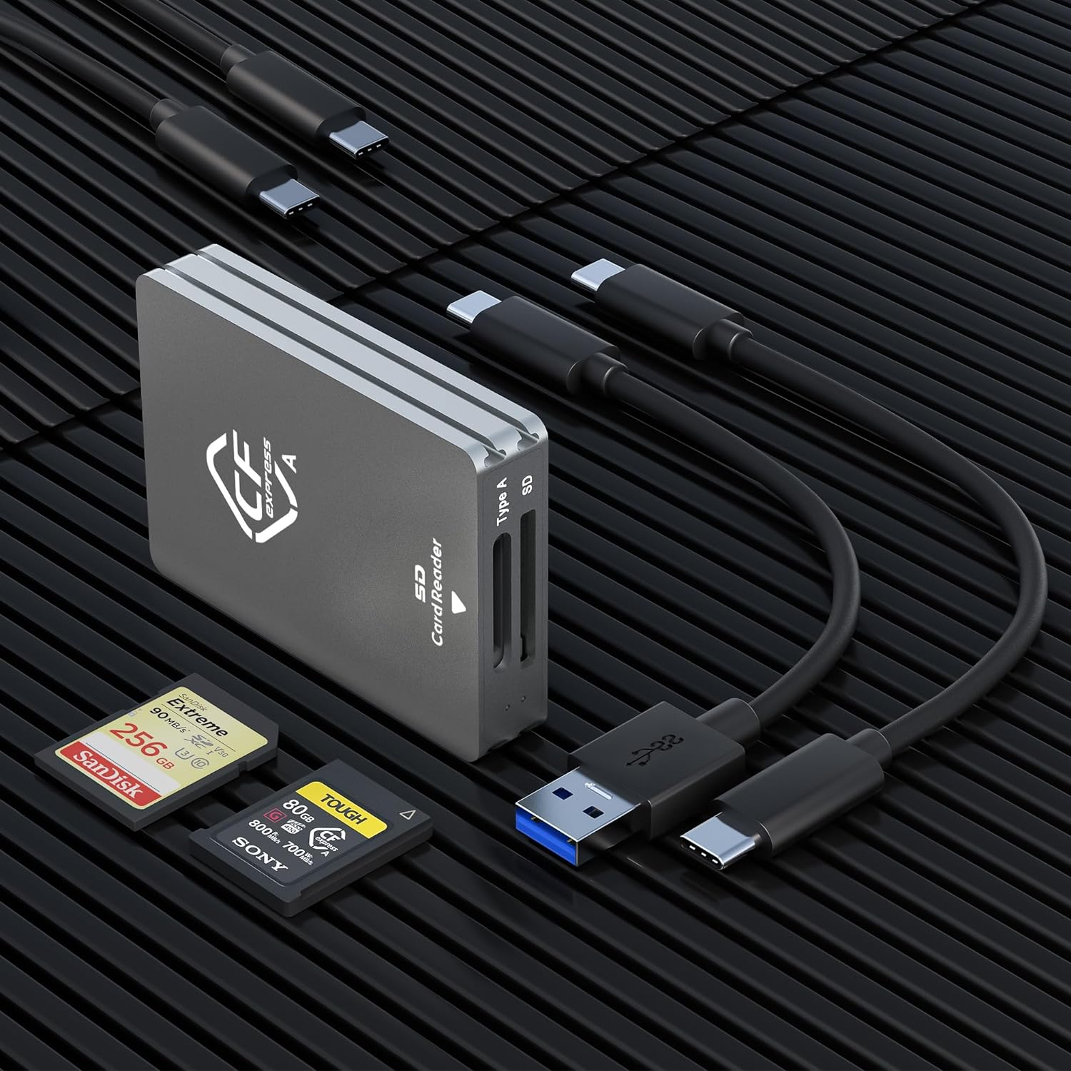 Cfexpress Type a and SD Card Reader, Dual-Slot USB3.2 Gen2 10Gpbs Type a Cfexpress Card Reader Adapter USB C to USB C/USB a for Cfexpress Type A/SD Memory Card,Support Windows/Mac/Linux/Android image number 6