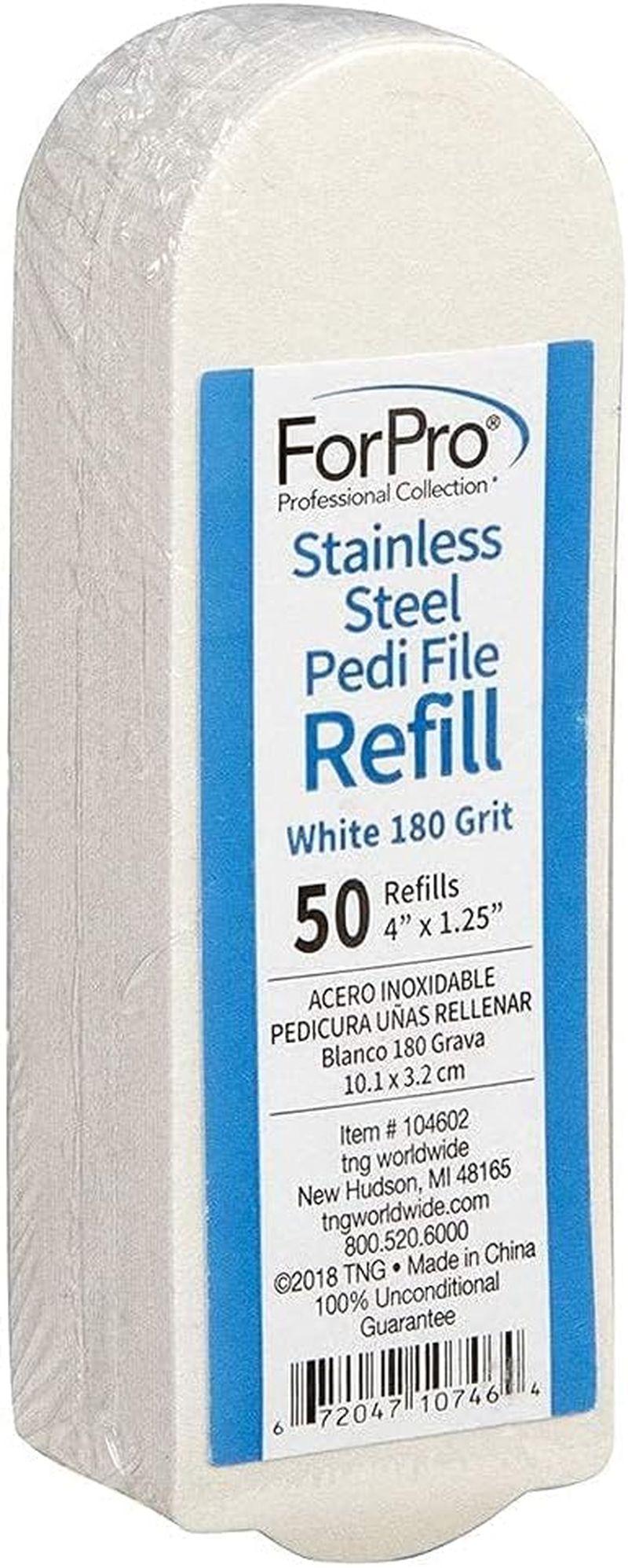 Forpro Professional Collection Stainless Steel Pedi File Refill, 100 Grit, Black, Ez-Strip Peel Pedicure Refill Pads, 1.25 W X 4 L, 50-Count