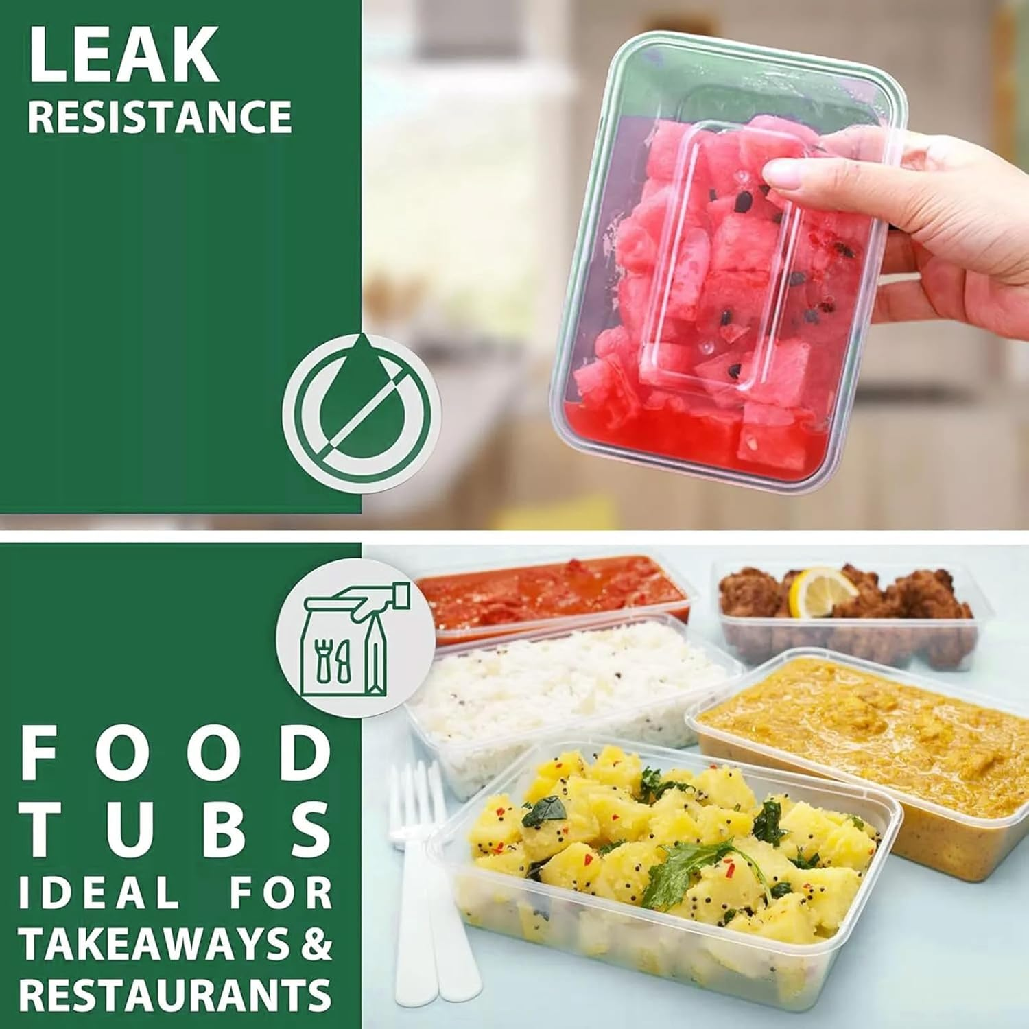 100 SETS Takeaway Containers with Lids,650Ml, Microwave Safe, Refrigerator Safe, Dishwasher Safe, Reuse Bento Box BPA Free, Plastic Food Containers, Food Packaging Container, Restaurant image number 3