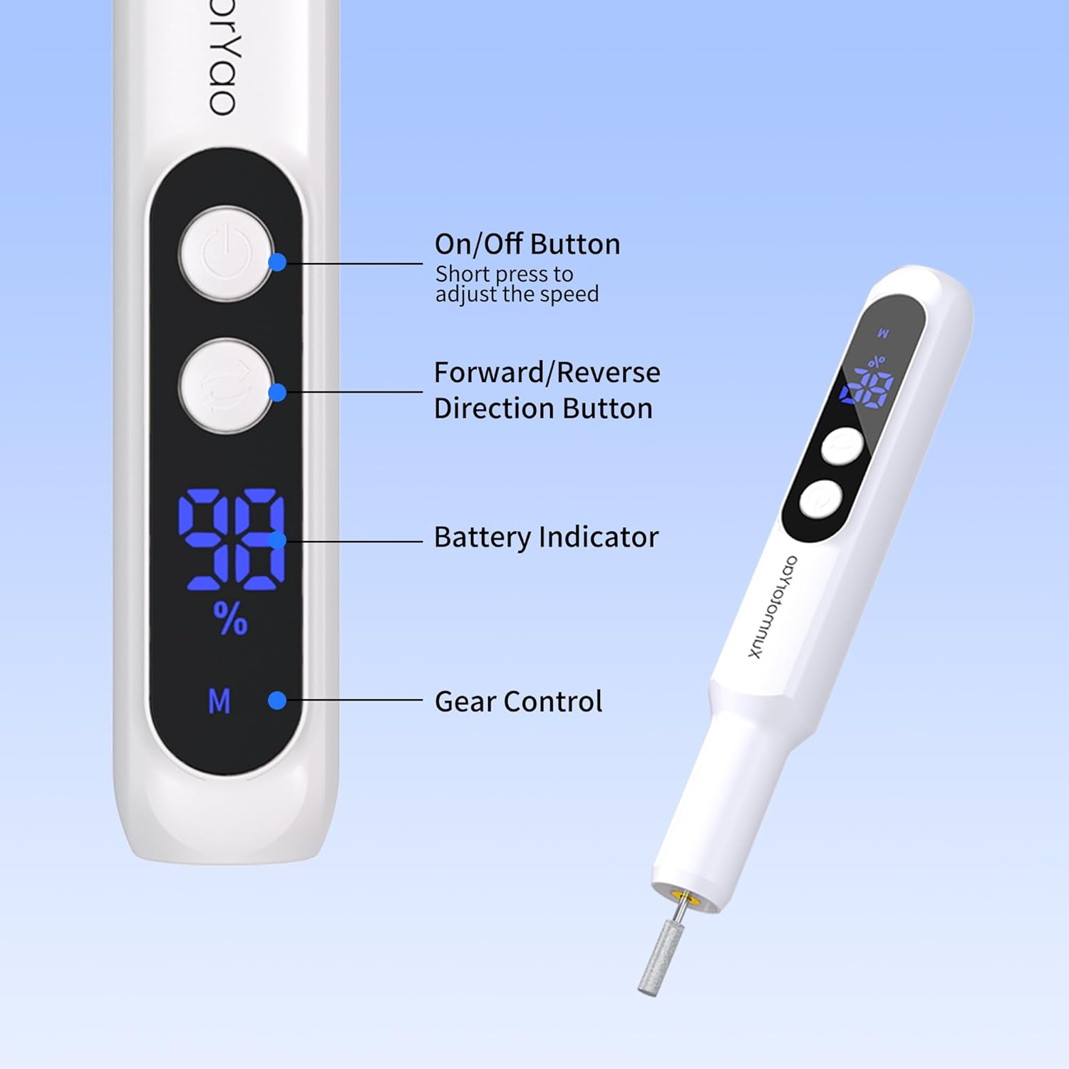 Xunmotoryao Hes Nail File Set 11 in 1 Rechargeable Manicure Pedicure with 3 Speed LED Lighting for Acrylic Gel Nails (Pink) image number 2