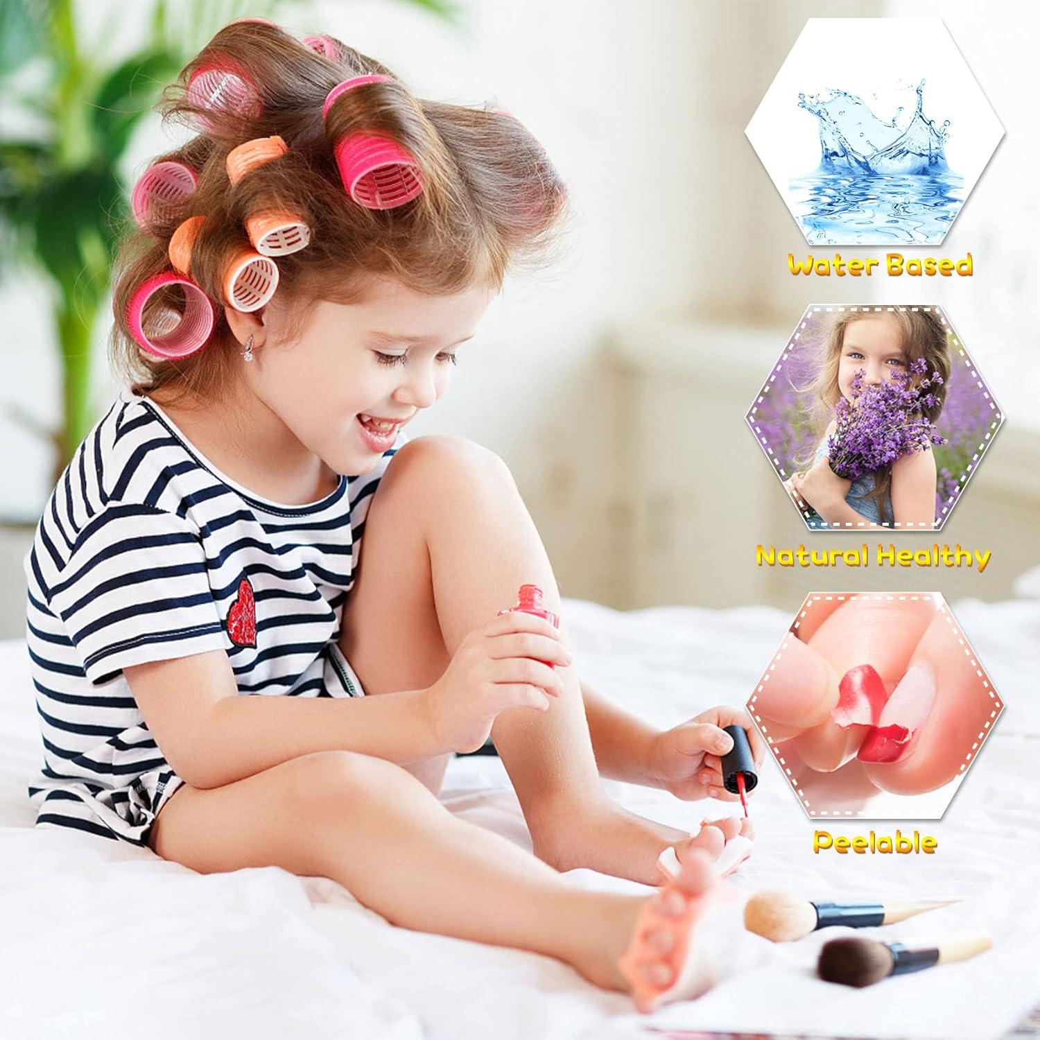 ETYJO Kids Nail Polish- Nail Polish Set for Girls Ages 3-12,12 Rainbow Colors Nail Polish Kit for Teens Child - B-Candy Kids Nail Polish image number 5