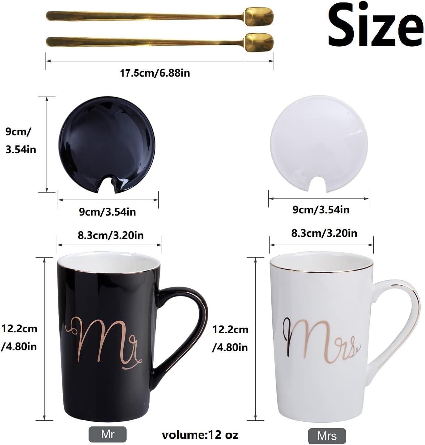 YOZRAN Coffee Mugs Set Couple Cups, Wedding Presents for Bridal Shower, Engagement Gifts Couple Gifts, Birthday for Him Her Husband Wife Anniversary (Black&White) - Pinkgrey image number 4