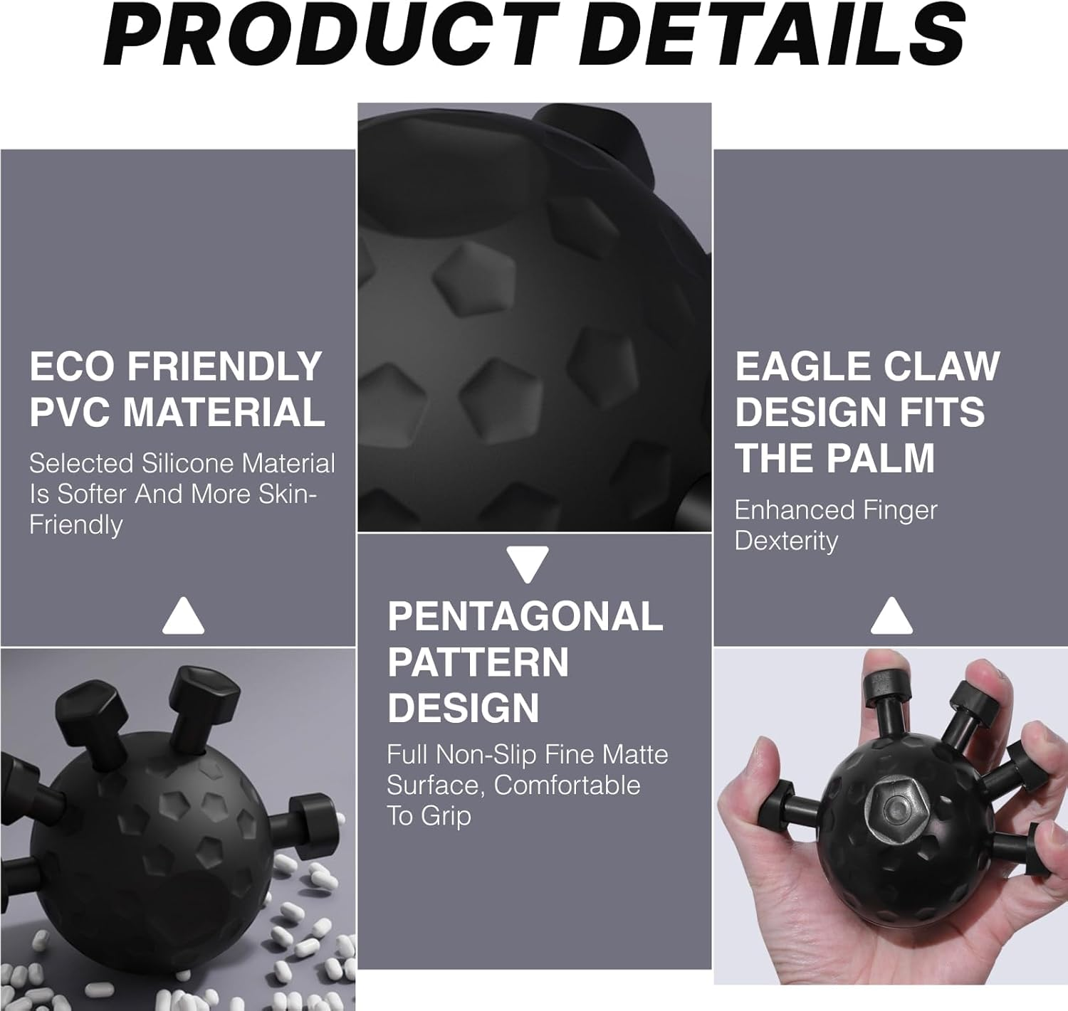 Finger Grip Strengthener, Adjustable Hand Grip Strengthener for Wrist Roller Forearm Training, Yoga Finger Extender, Trigger Finger Relief, Workout Grips for Hand Protection image number 3