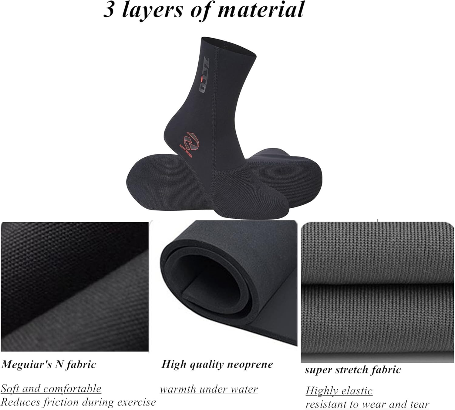 ZCCO 1.5Mm/3Mm Neoprene Diving Socks,Beach Water Socks for Men Women,Swim Socks for Diving,Snorkeling,Surfing,Water Sports